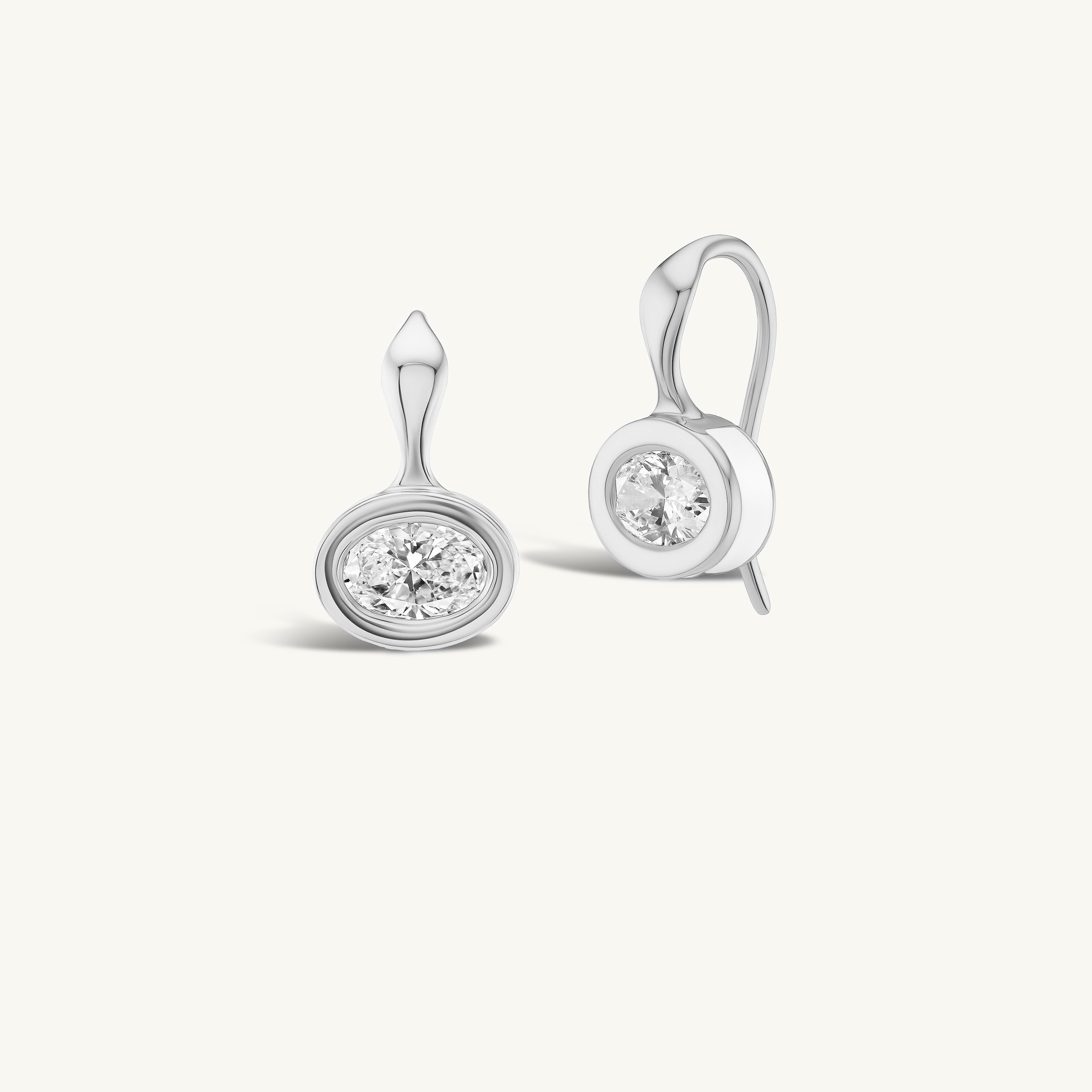 SRJ X ZM Petite Oval Diamond and Enamel Earrings