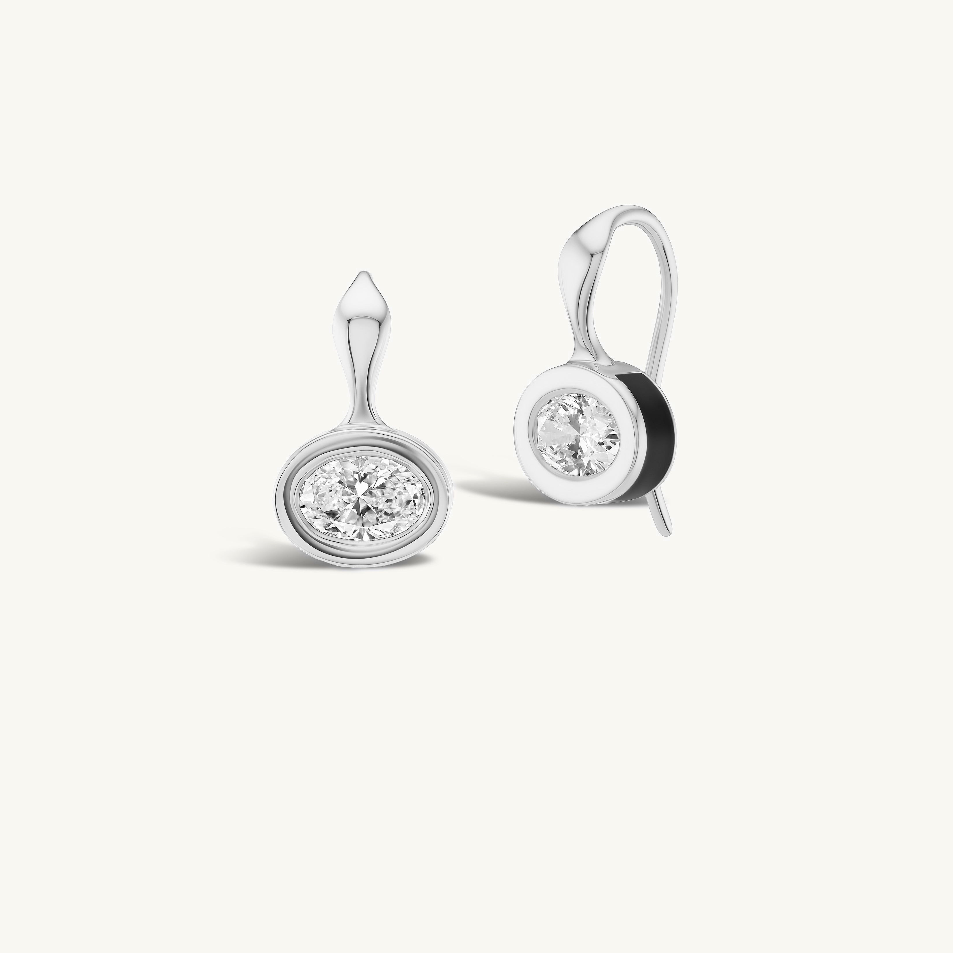 SRJ X ZM Petite Oval Diamond and Enamel Earrings
