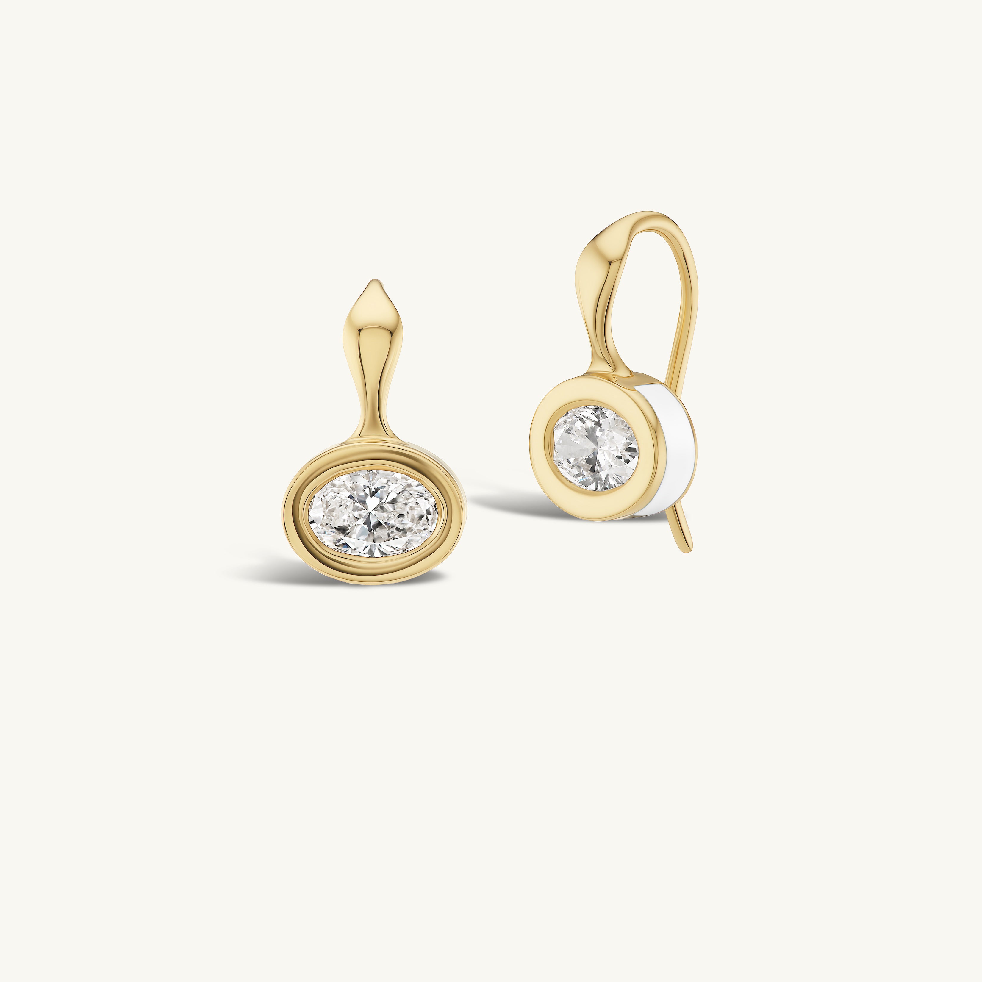 SRJ X ZM Petite Oval Diamond and Enamel Earrings