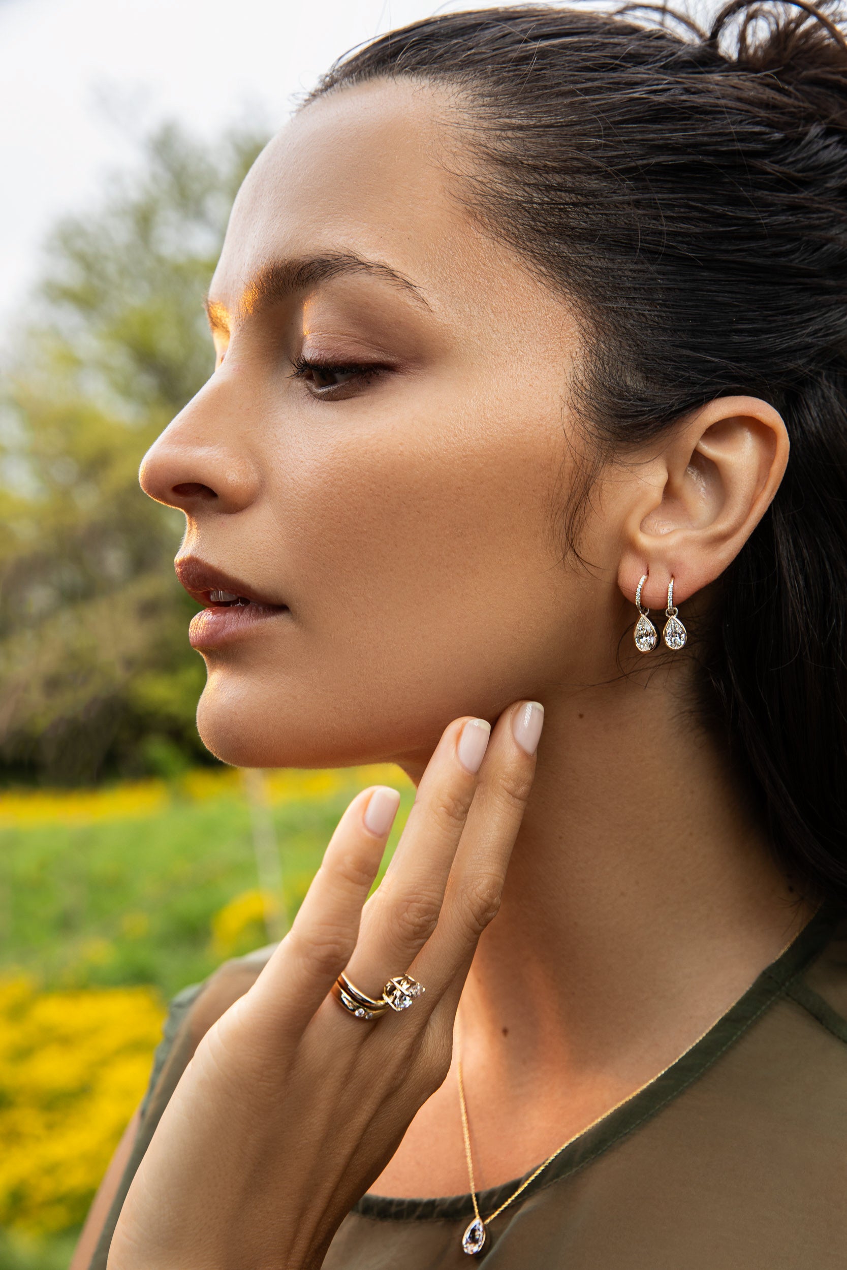 1 Carat Pear Bezel Earring Charm
