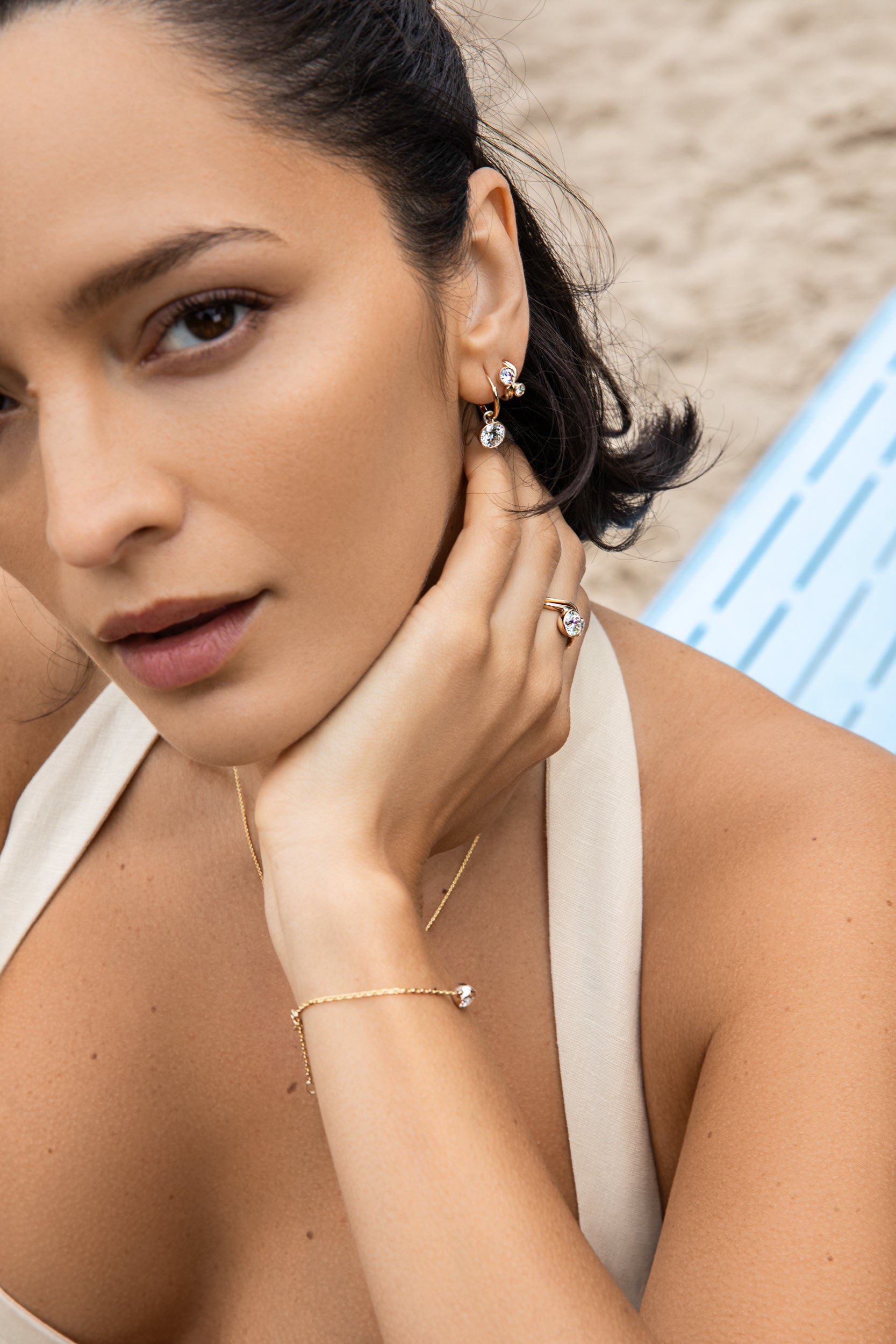 1.5 Carat Round Bezel Earring Charm