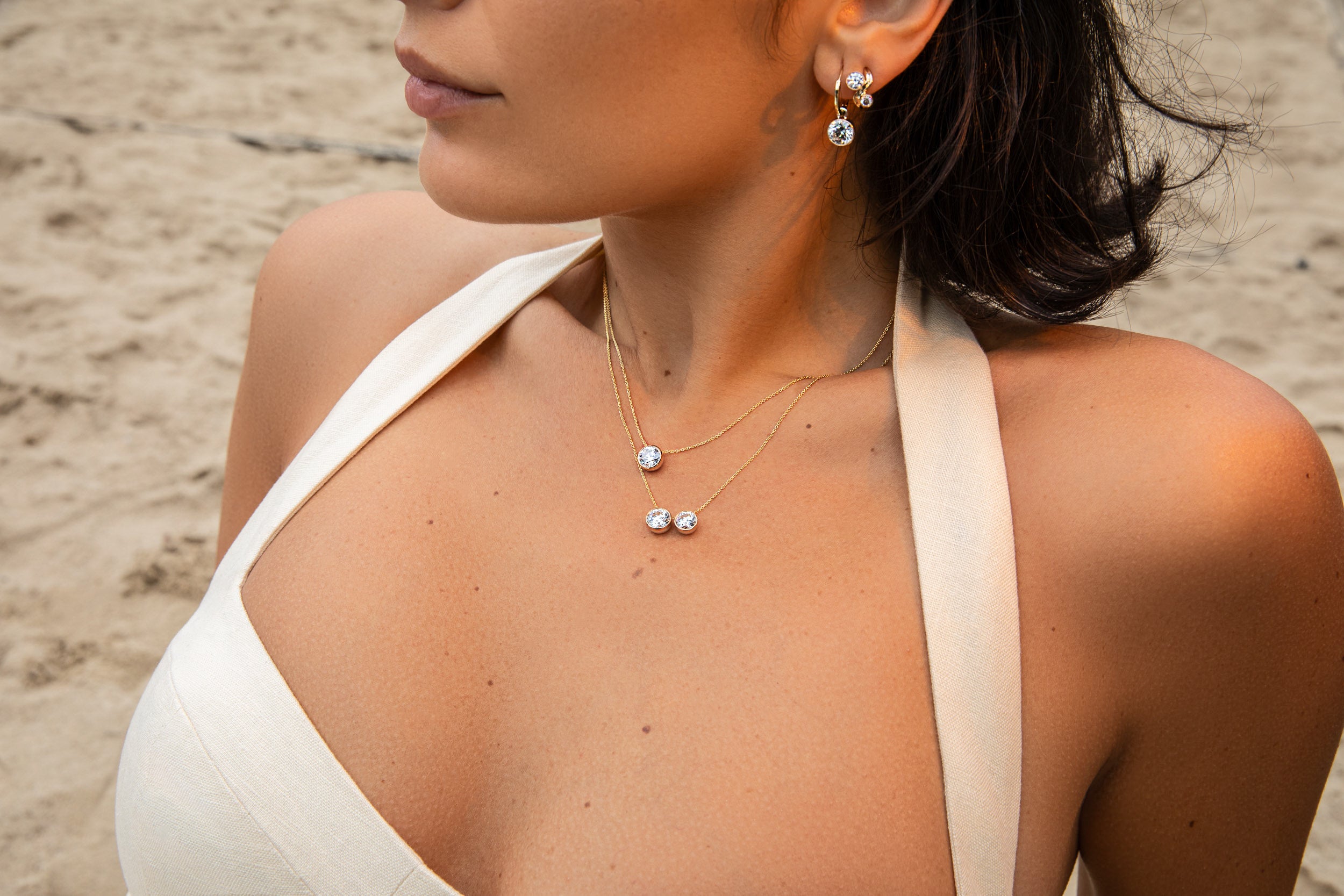 1.5 Carat Round Bezel Earring Charm
