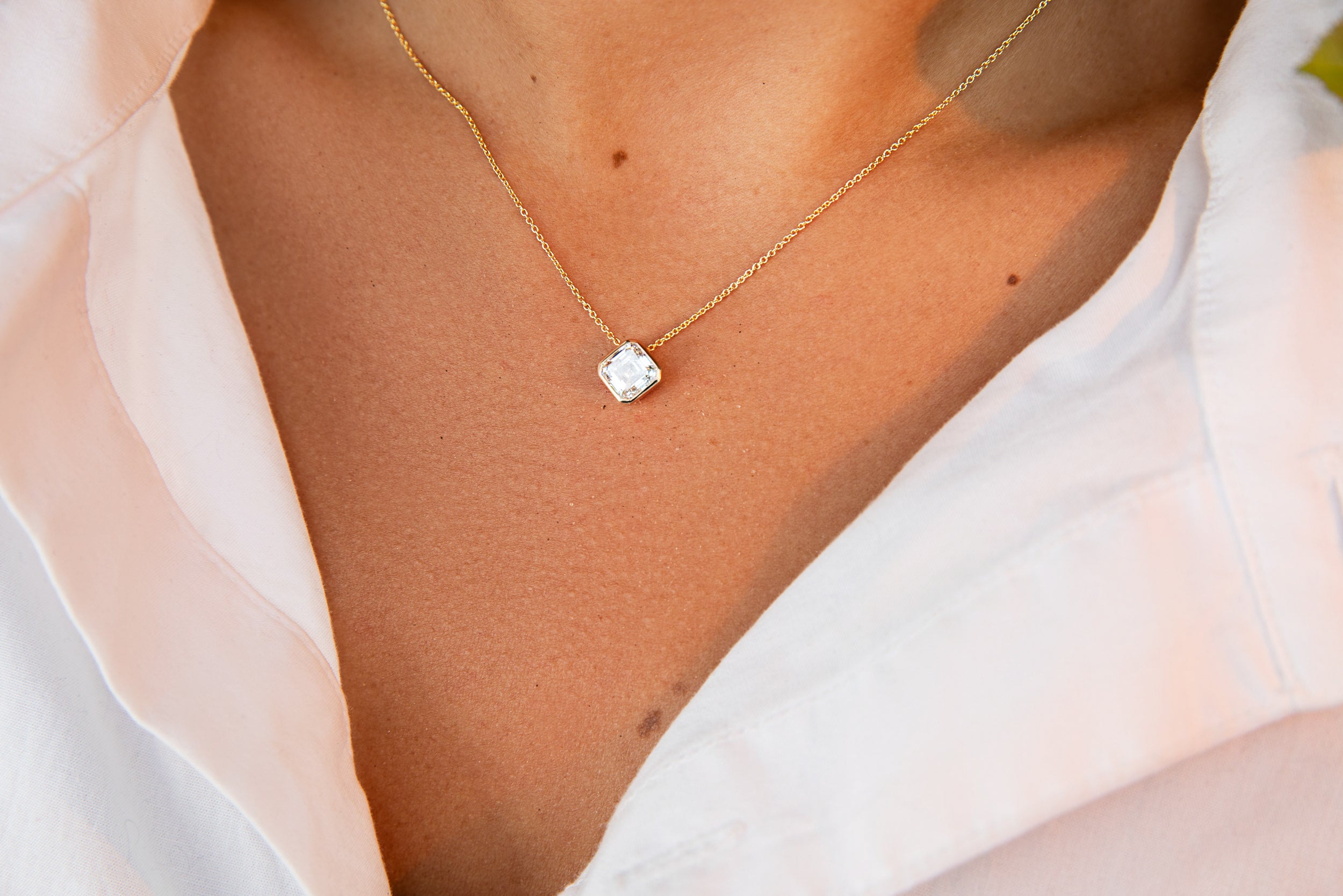 Asscher Bezel Necklace