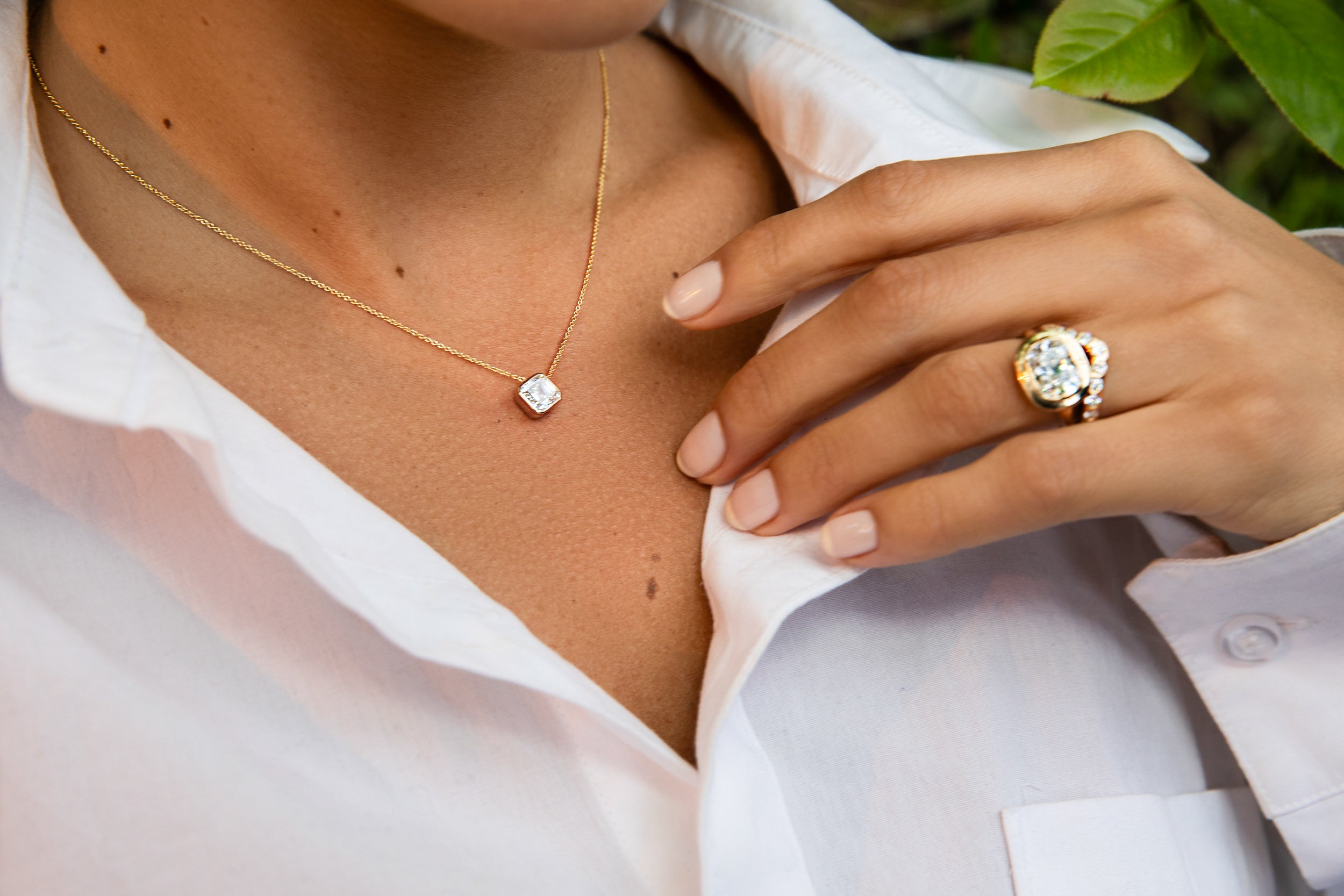 Asscher Bezel Necklace