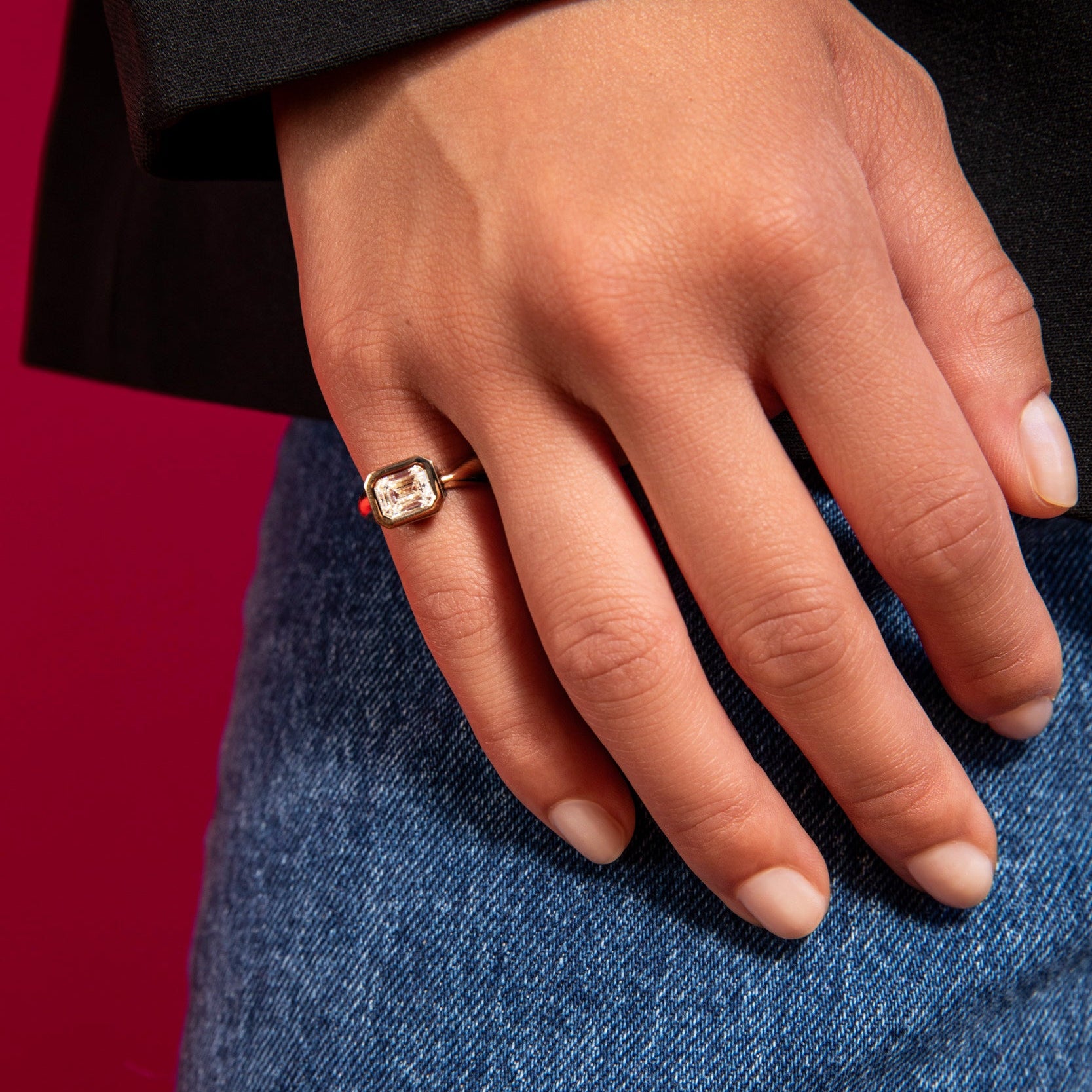 SRJ x ZM Emerald Diamond and Enamel Ring