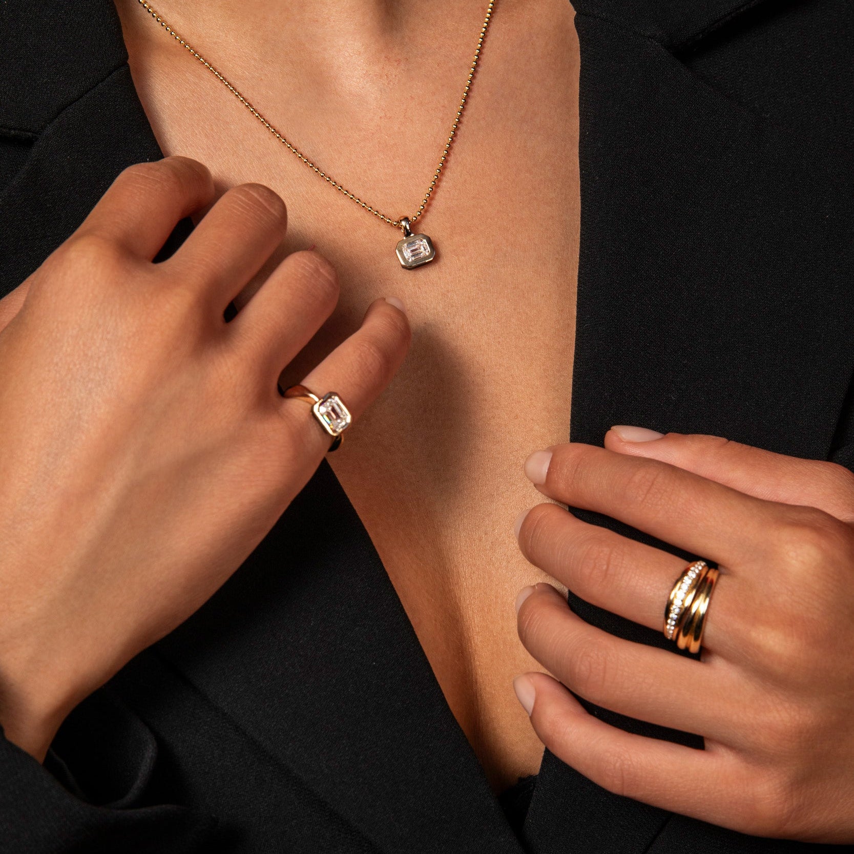 SRJ x ZM Emerald Diamond and Enamel Ring