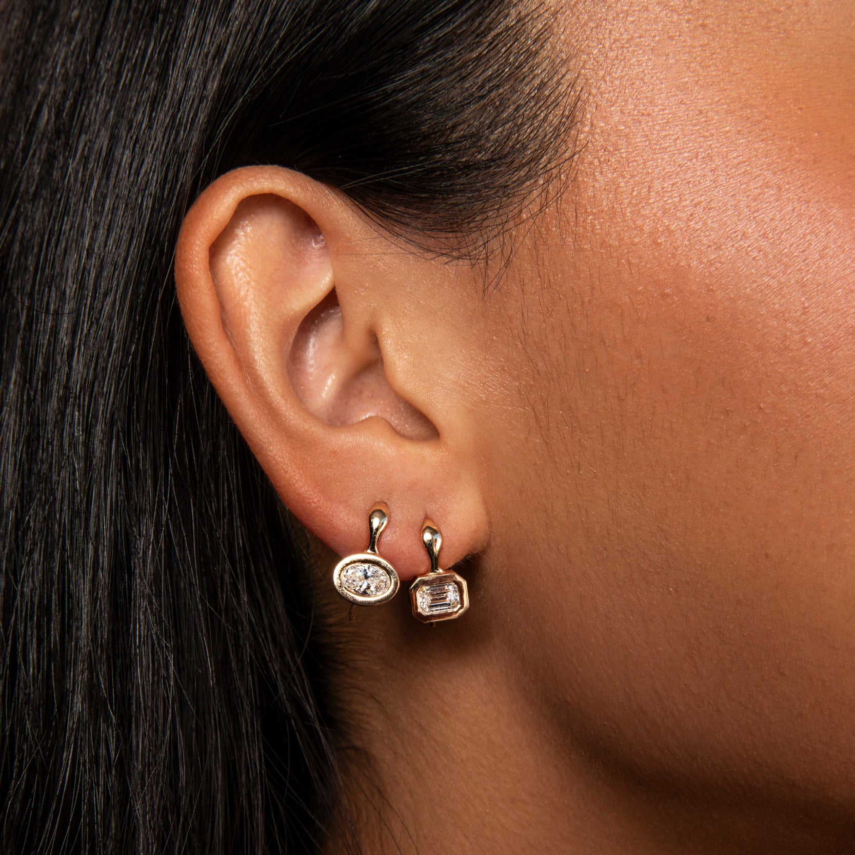 SRJ X ZM Petite Emerald Diamond and Enamel Earrings