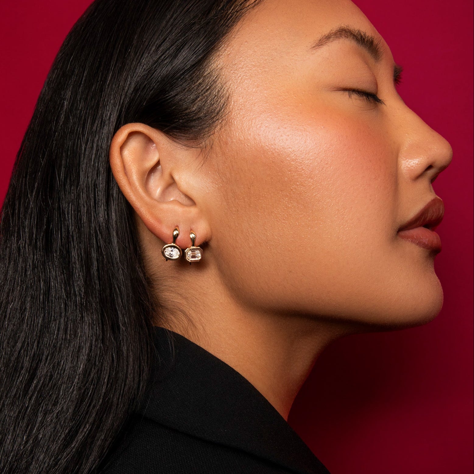 SRJ X ZM Petite Emerald Diamond and Enamel Earrings