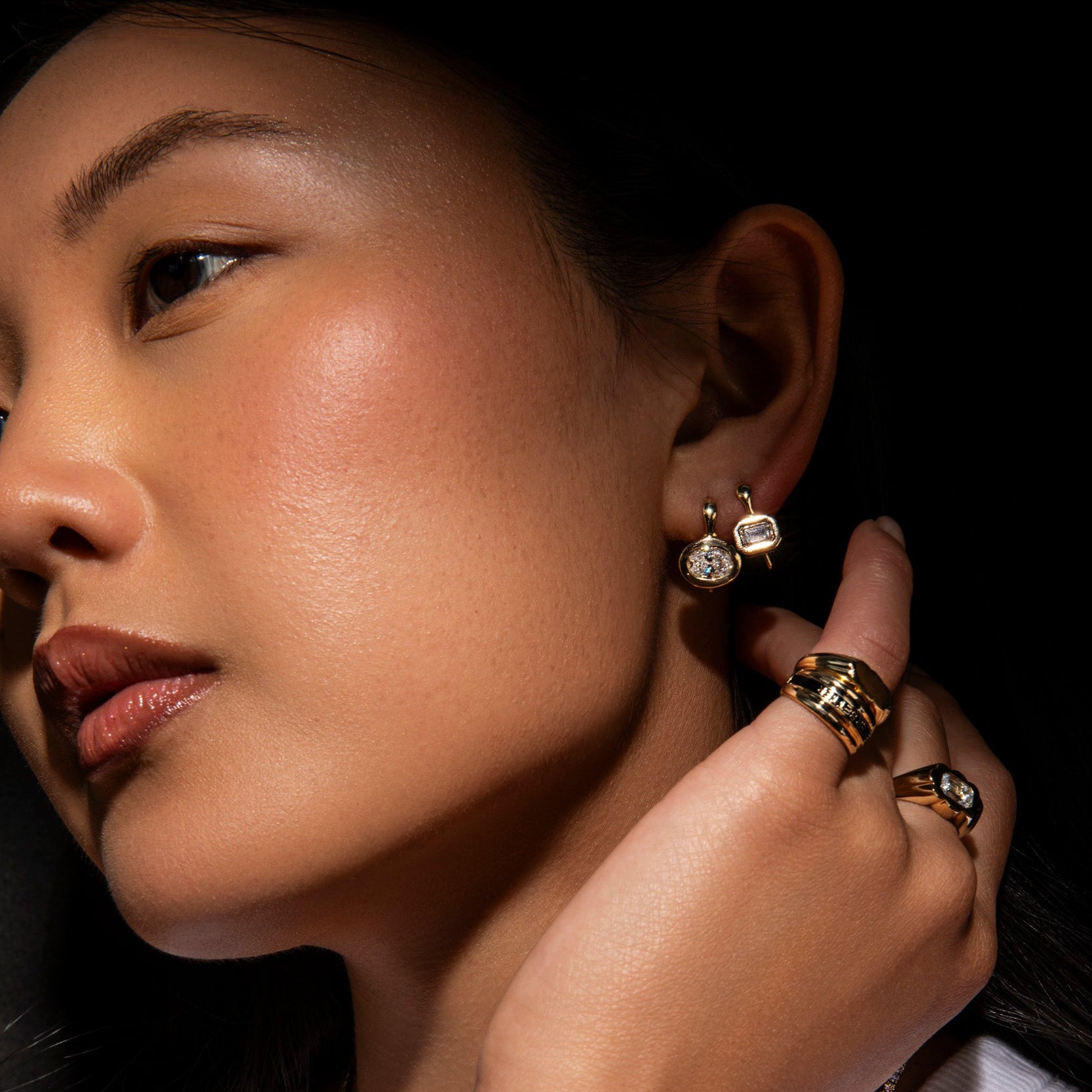 SRJ X ZM Petite Emerald Diamond and Enamel Earrings