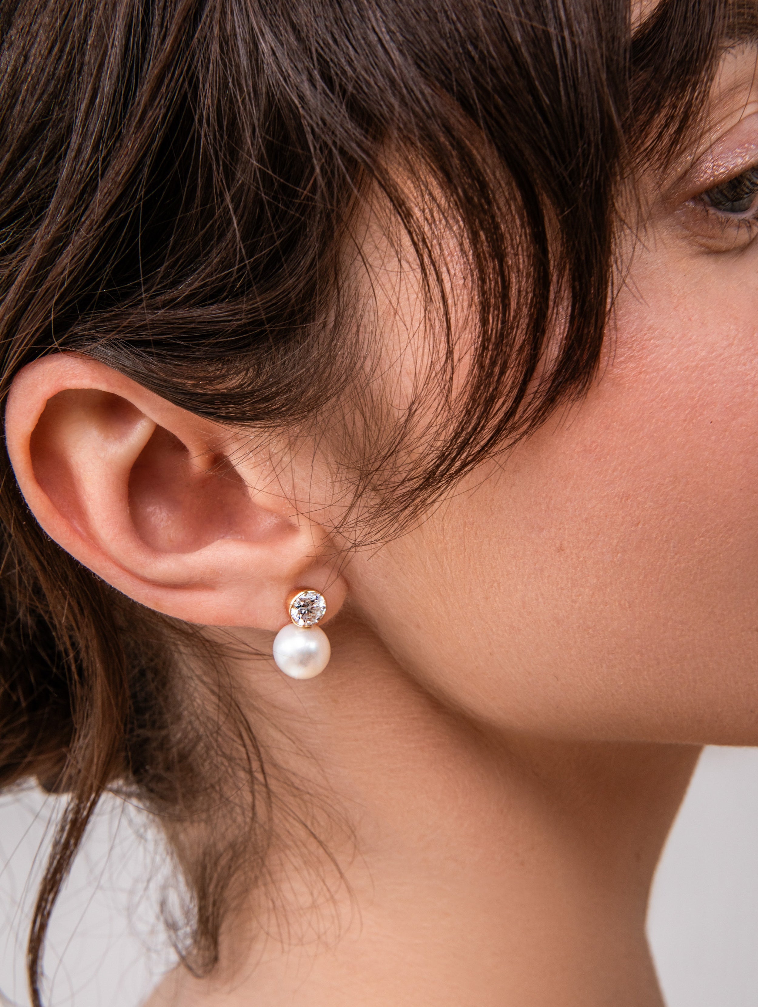 Diamond & Pearl Drop Studs