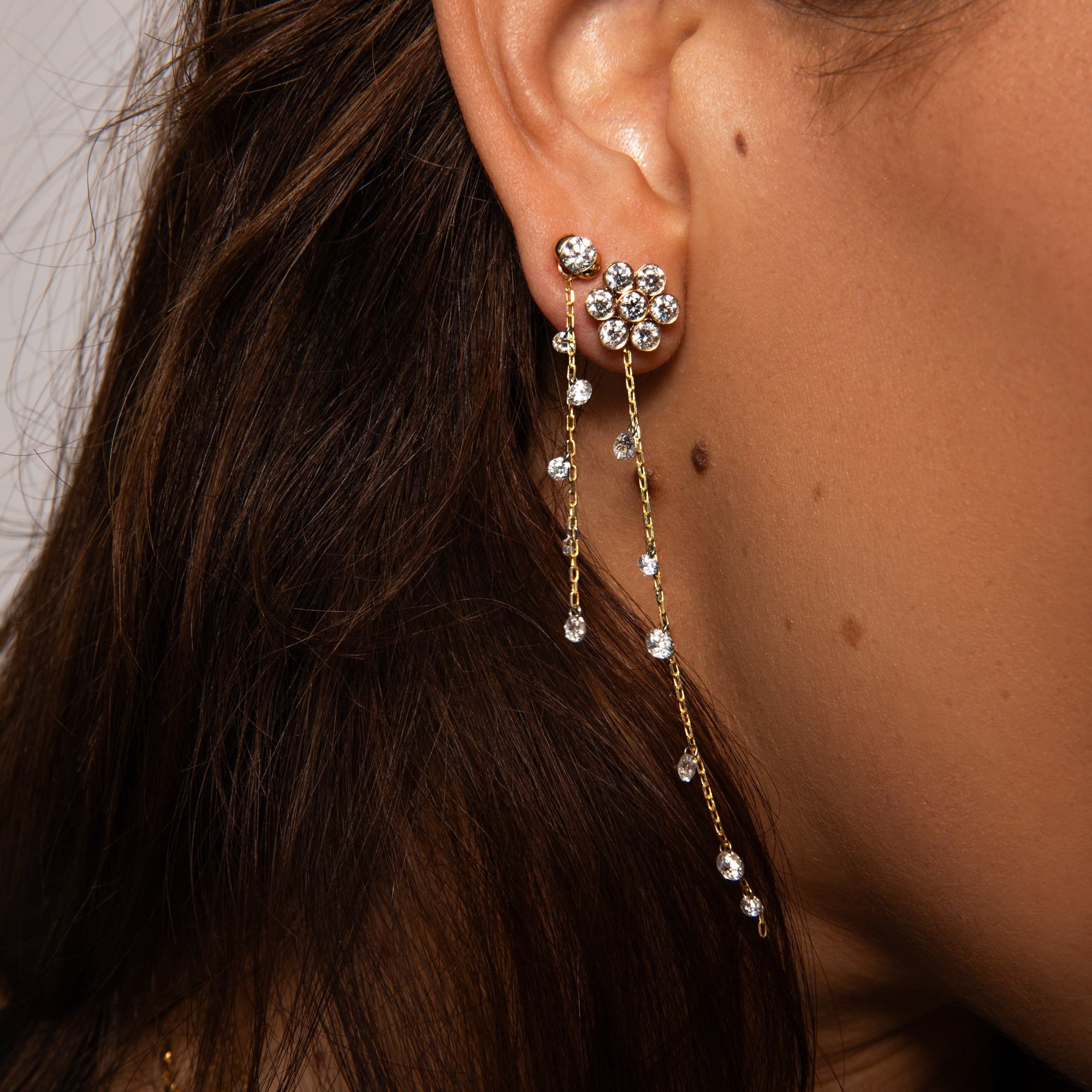 Five Pierced Diamond Dew Charm for Huggies
