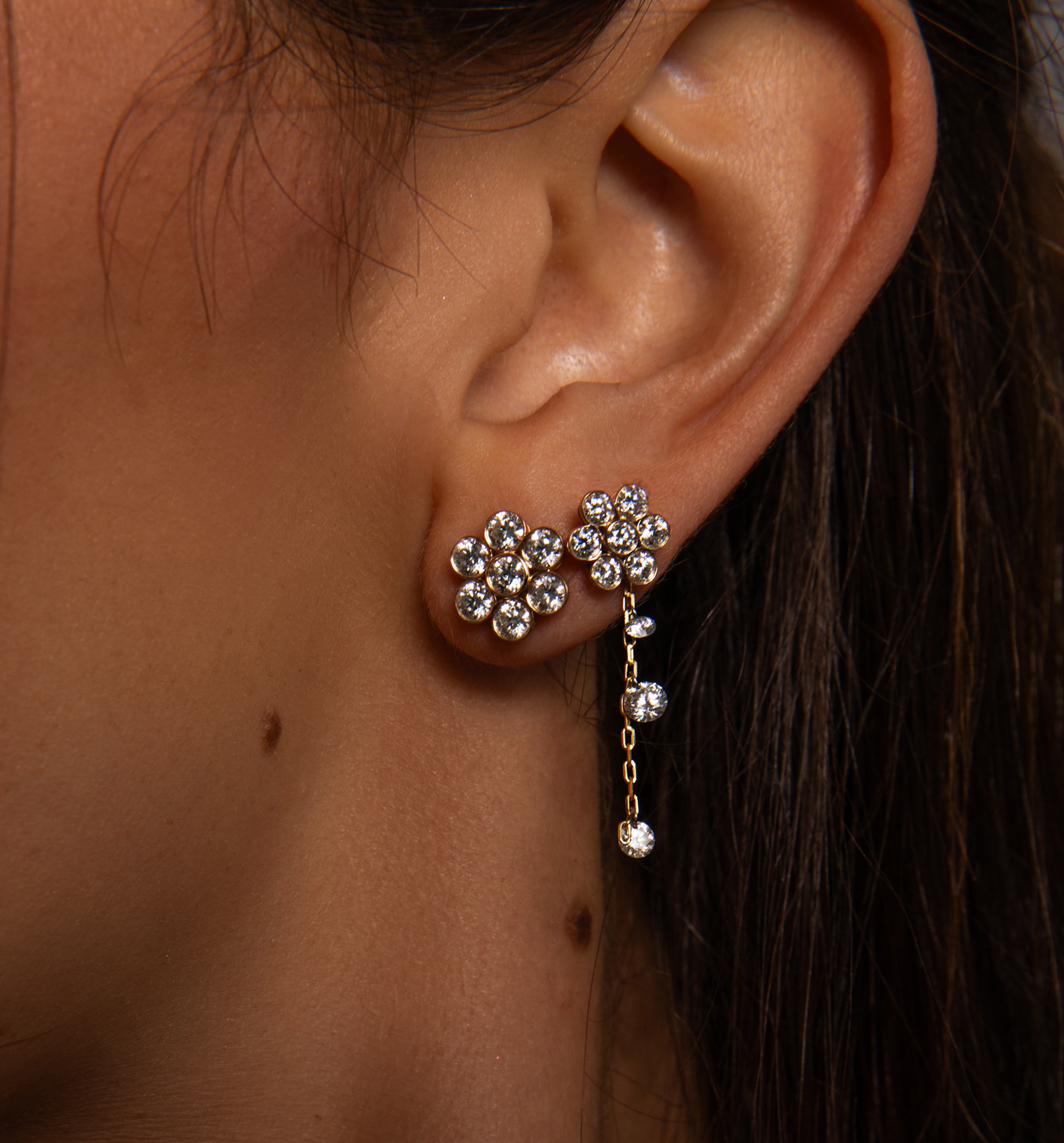 Diamond Flower Stud