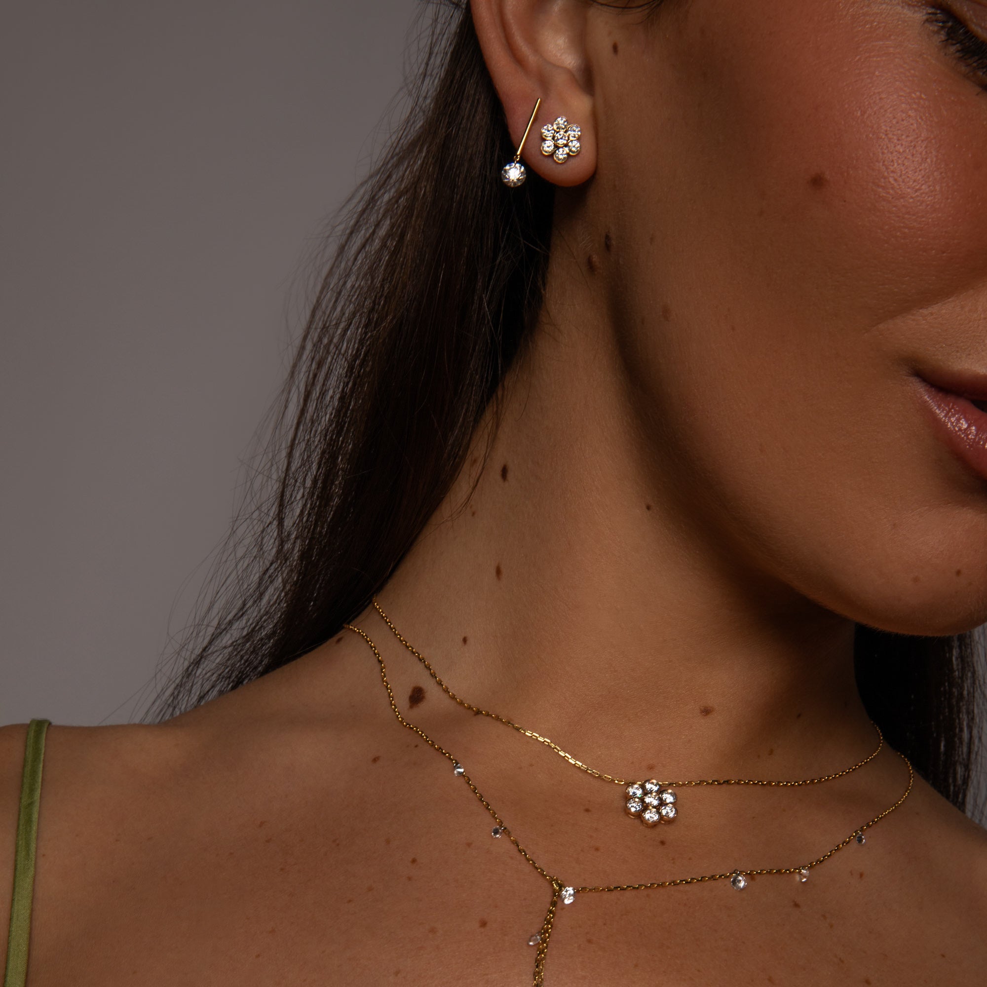 Diamond Flower Stud