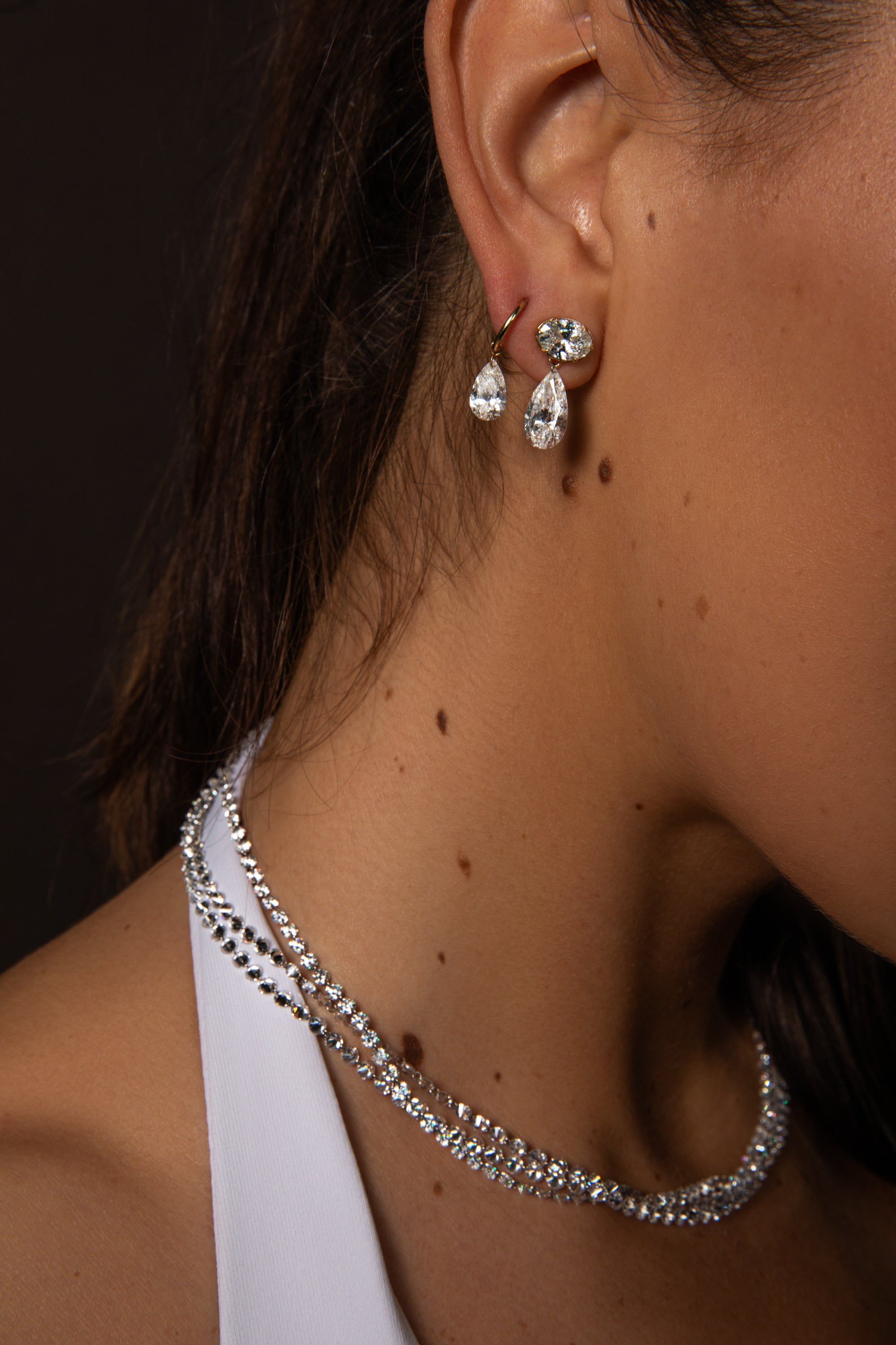 Oval & Pierced Pear Drop Studs