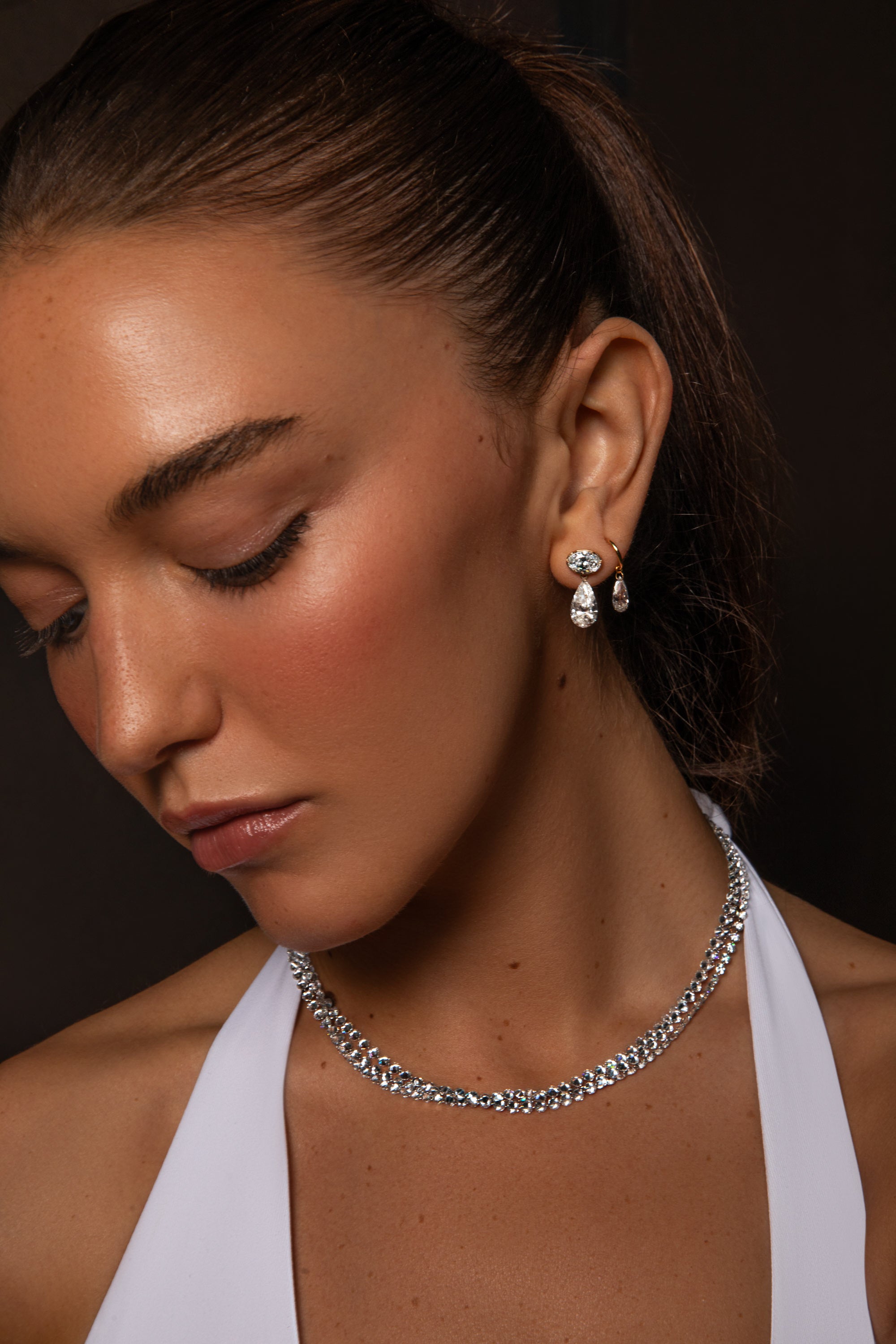 Oval & Pierced Pear Drop Studs