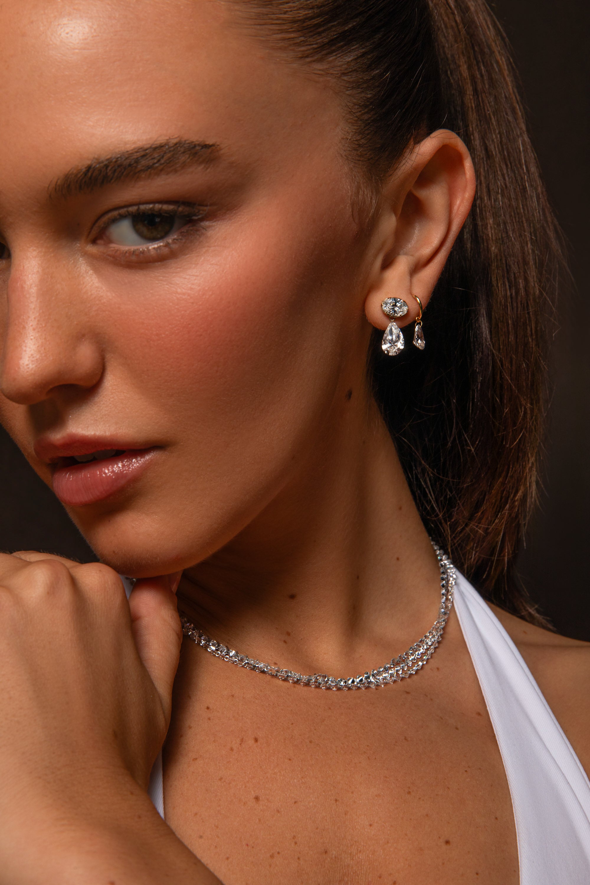 Oval & Pierced Pear Drop Studs
