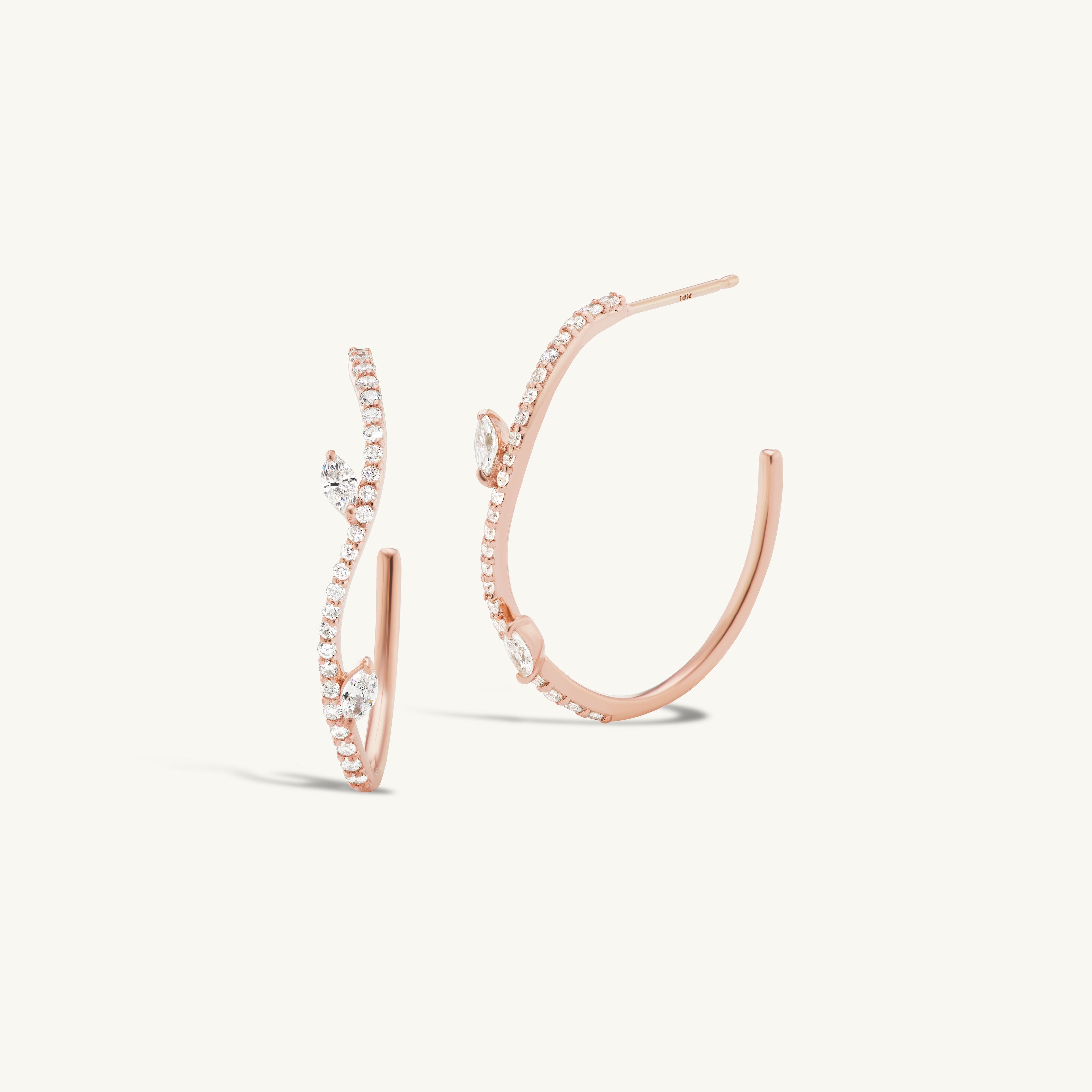 Pave Marquise Sway Hoops