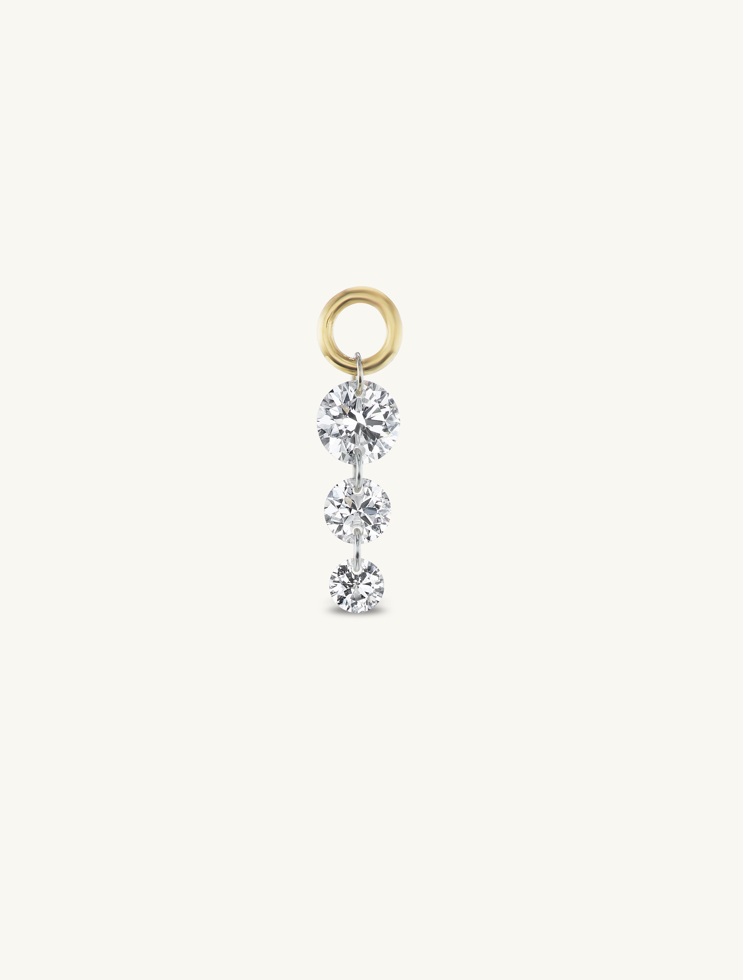 Triple Pierced Diamond Charm for Huggies