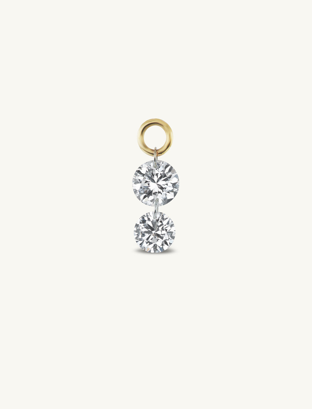 Large Double Pierced Diamond Charm Huggies