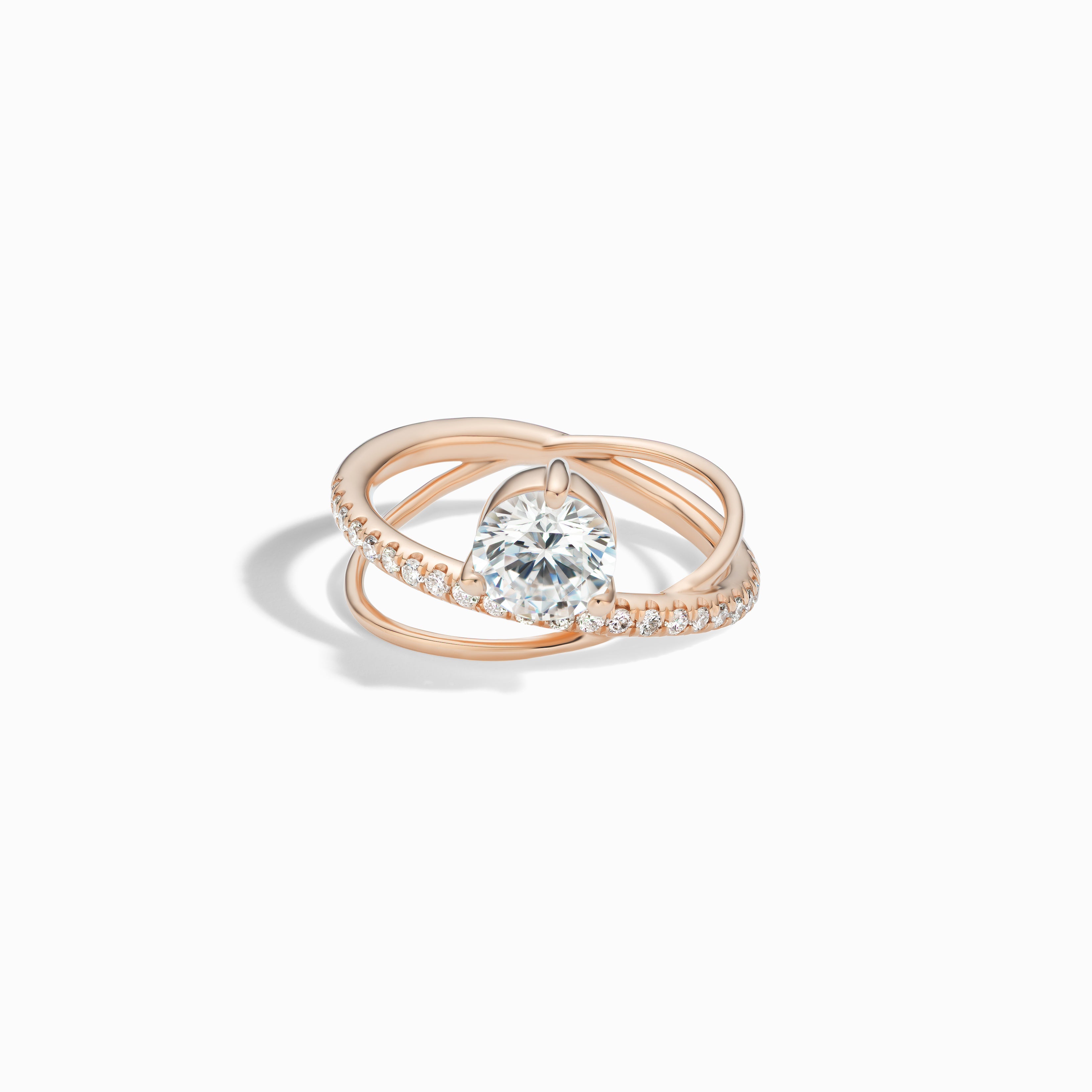 Half Pave Crossover Engagement Ring