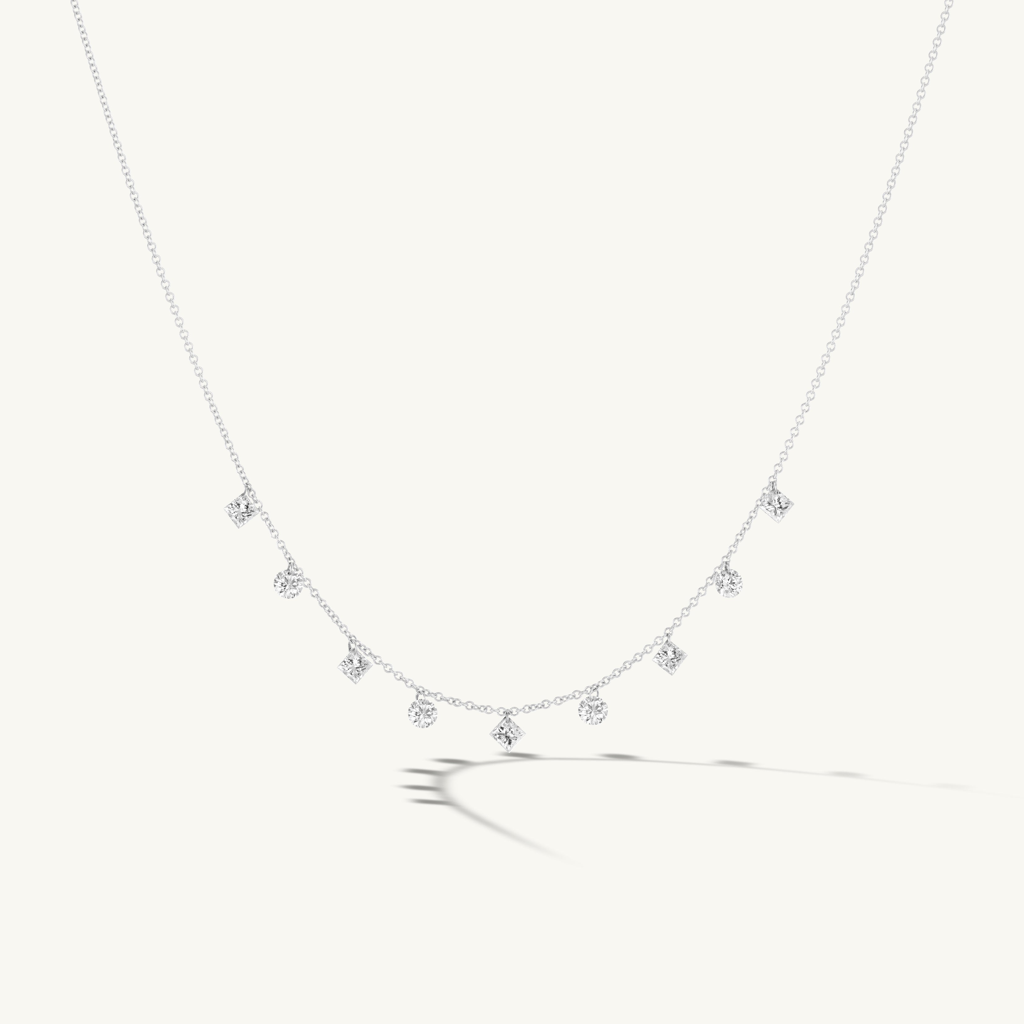 Pierced Round & Princess Diamond Necklace