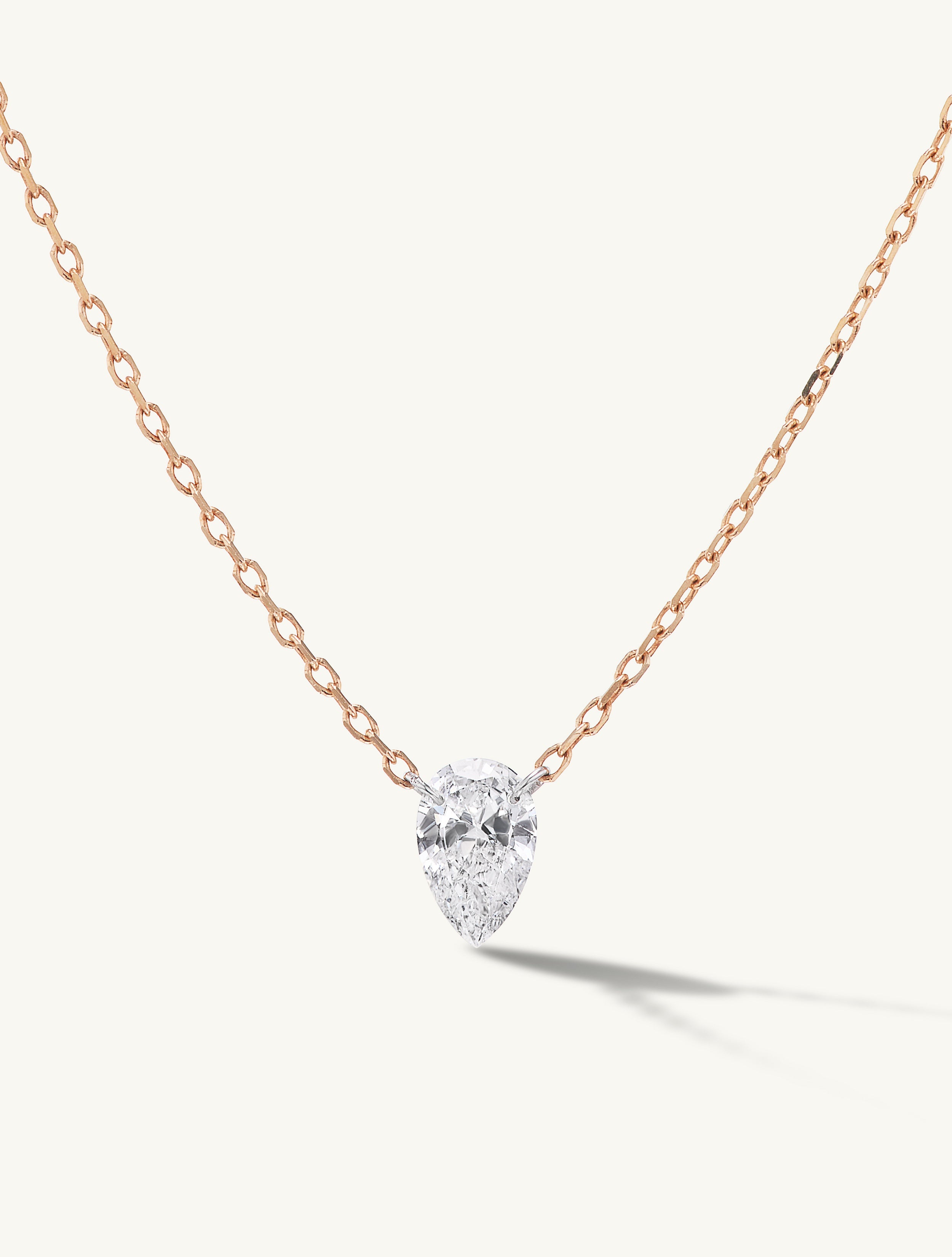 Pierced Solitaire Pear Necklace