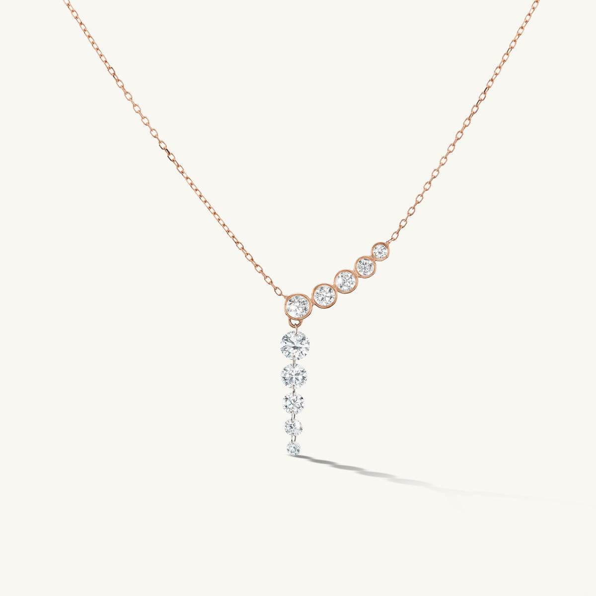 Diamond Line Five Diamond Line with Quintuple Pierced Diamond Necklace