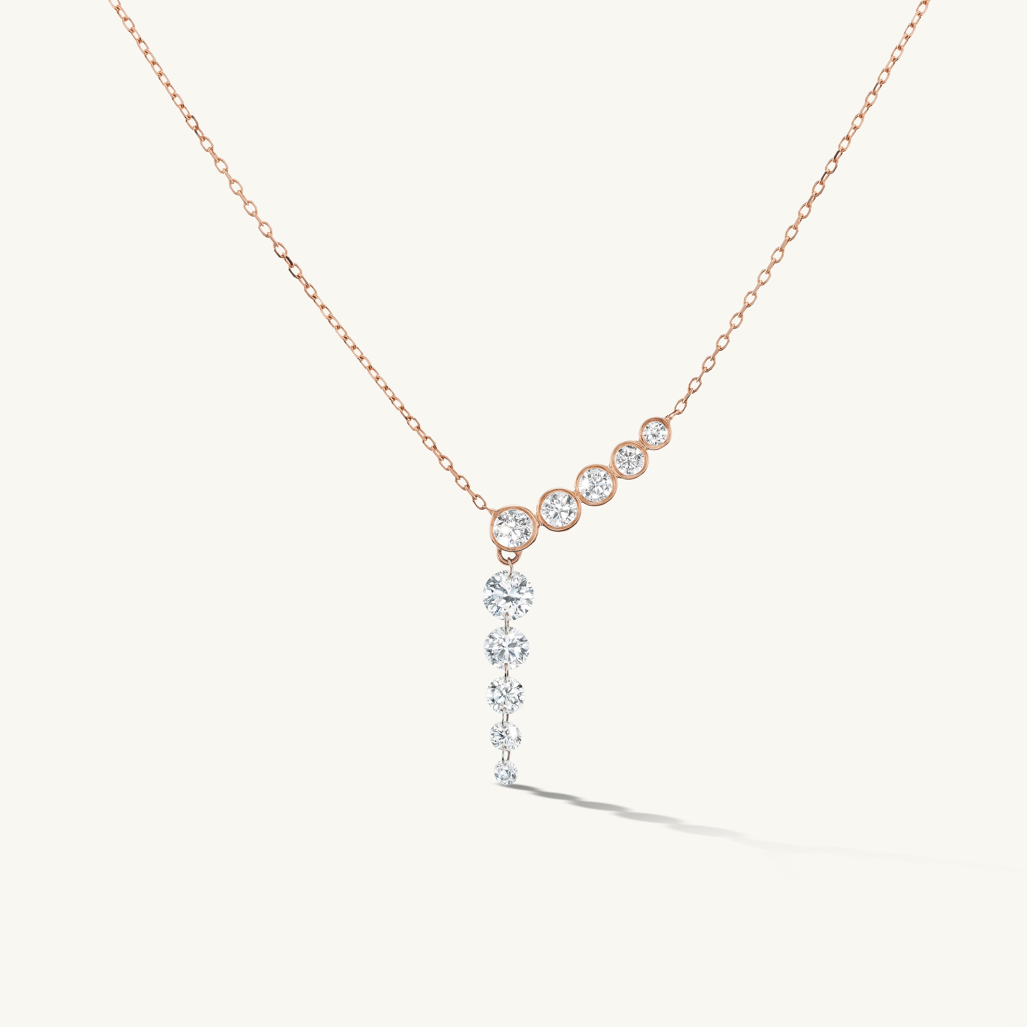 Five Diamond Line with Quintuple Pierced Diamond Necklace