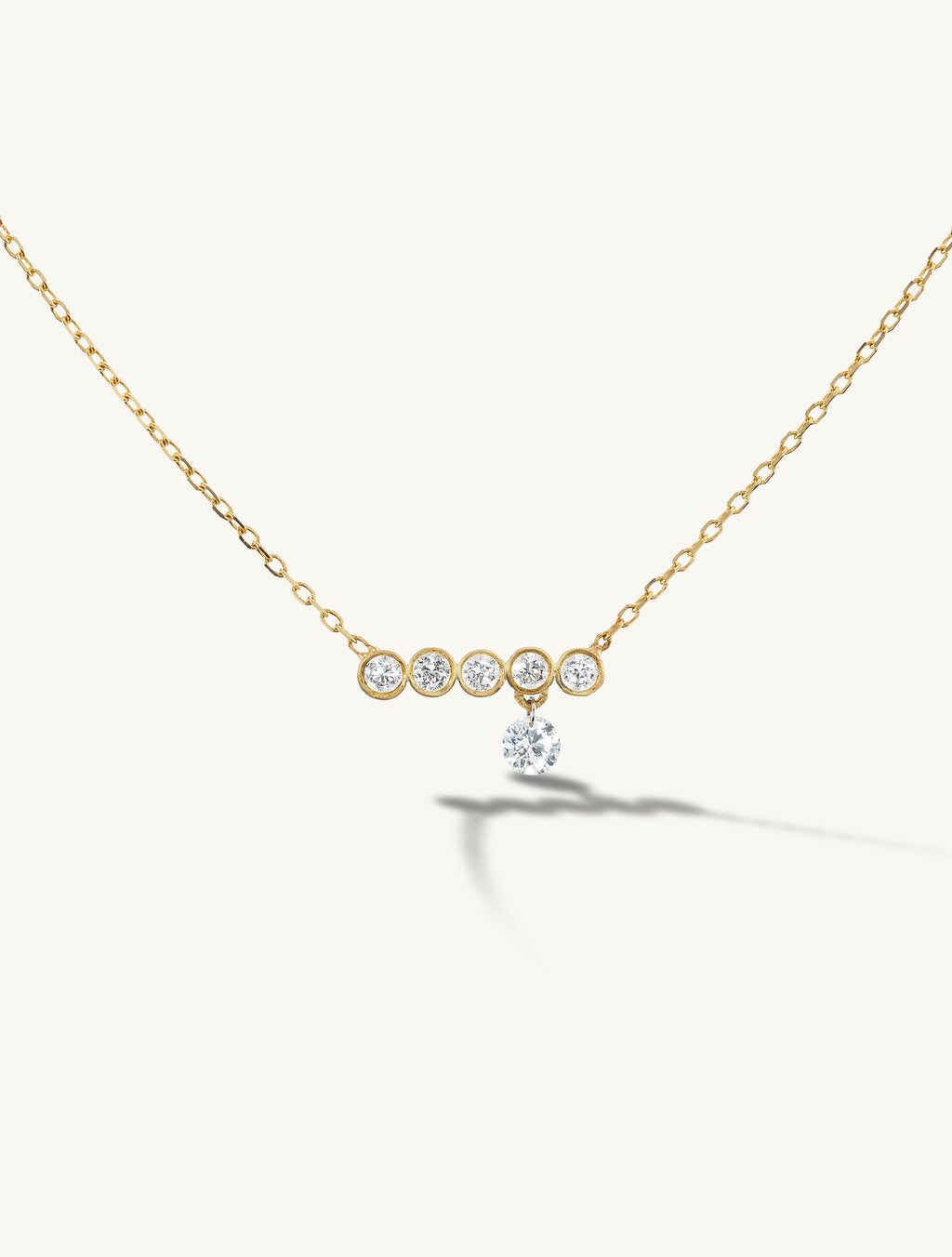 Five Diamond Line Pierced Diamond Necklace
