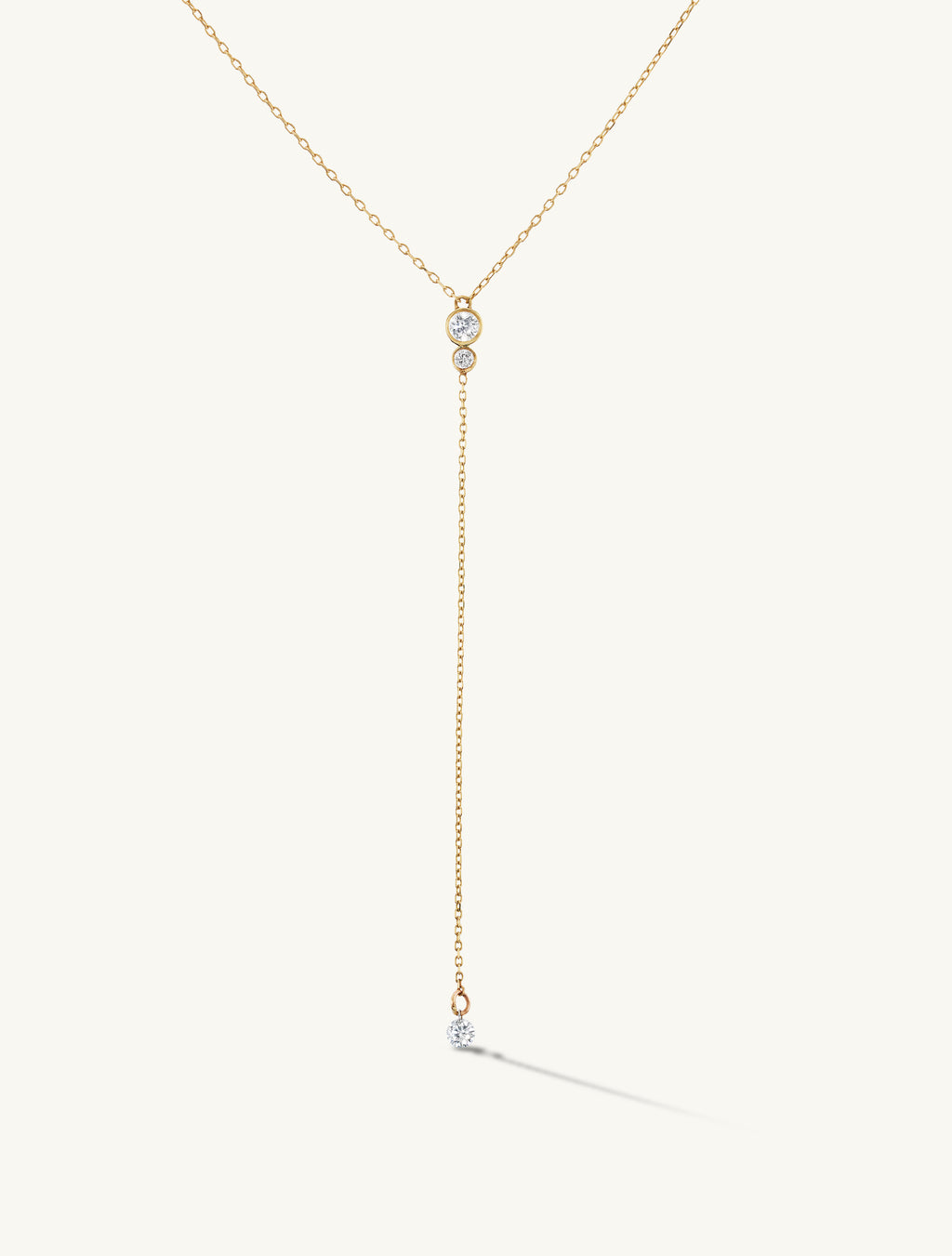 Duo Pierced Diamond Drop Lariat