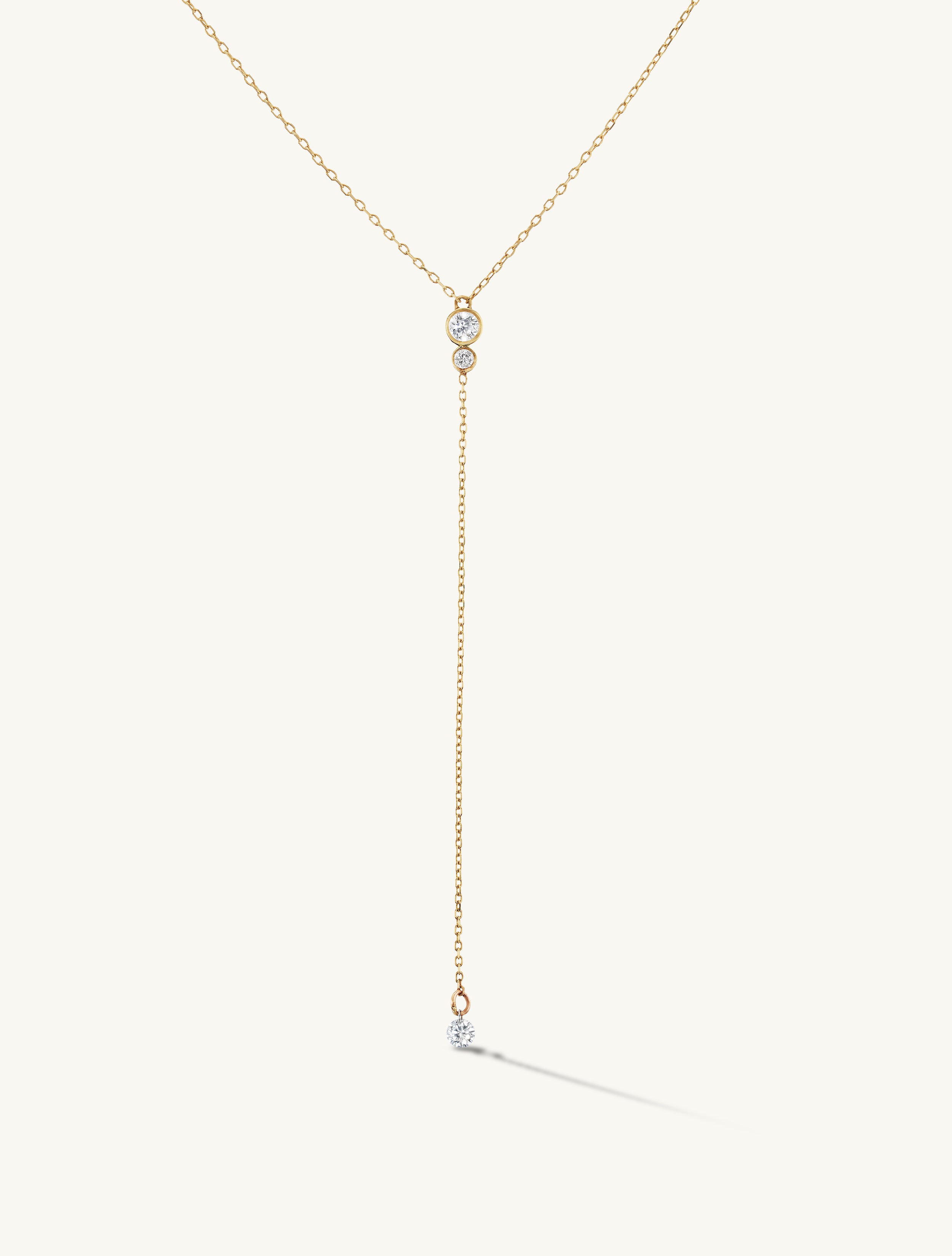 Duo Pierced Diamond Drop Lariat