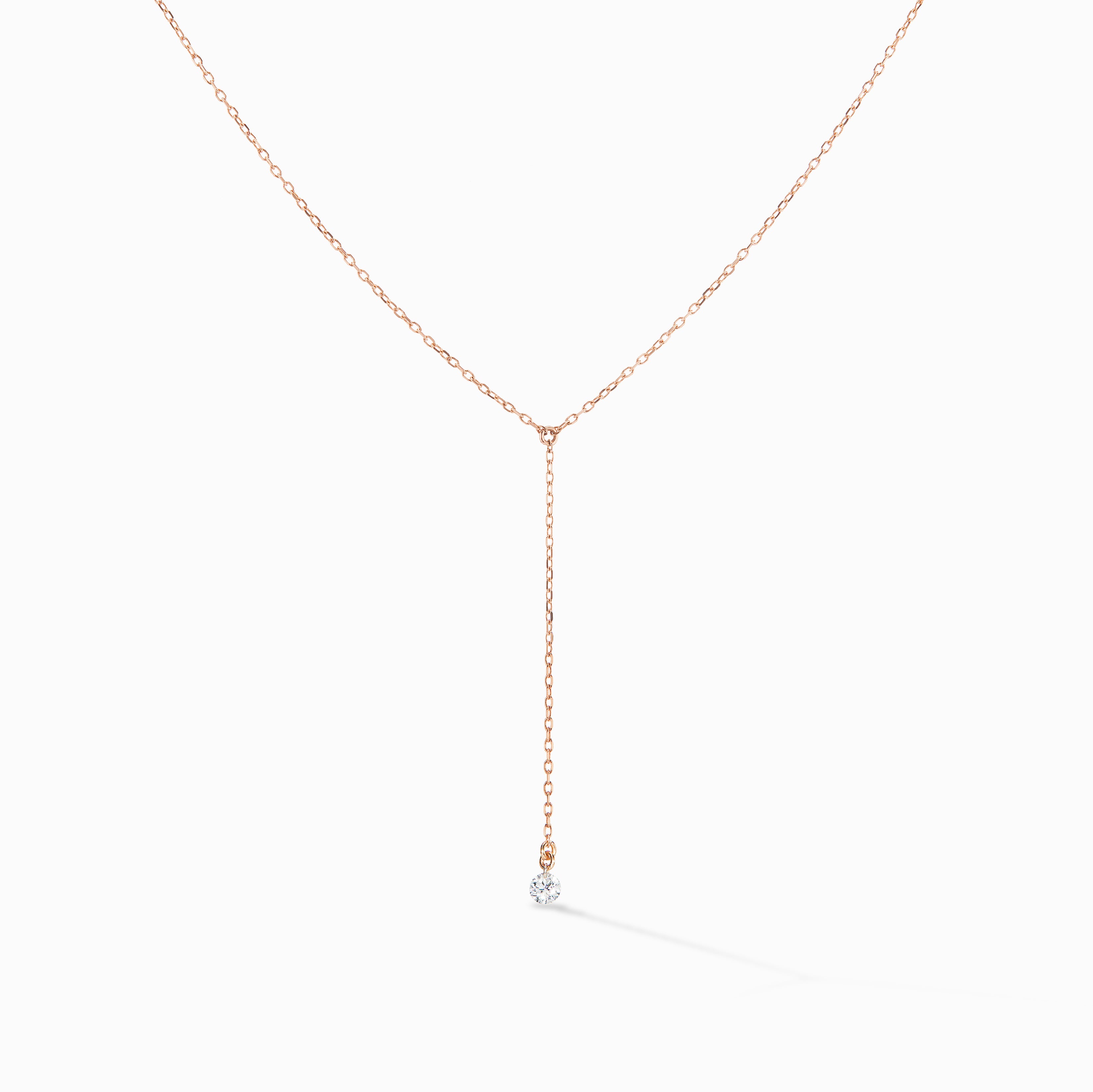 Pierced Diamond Drop Lariat Necklace