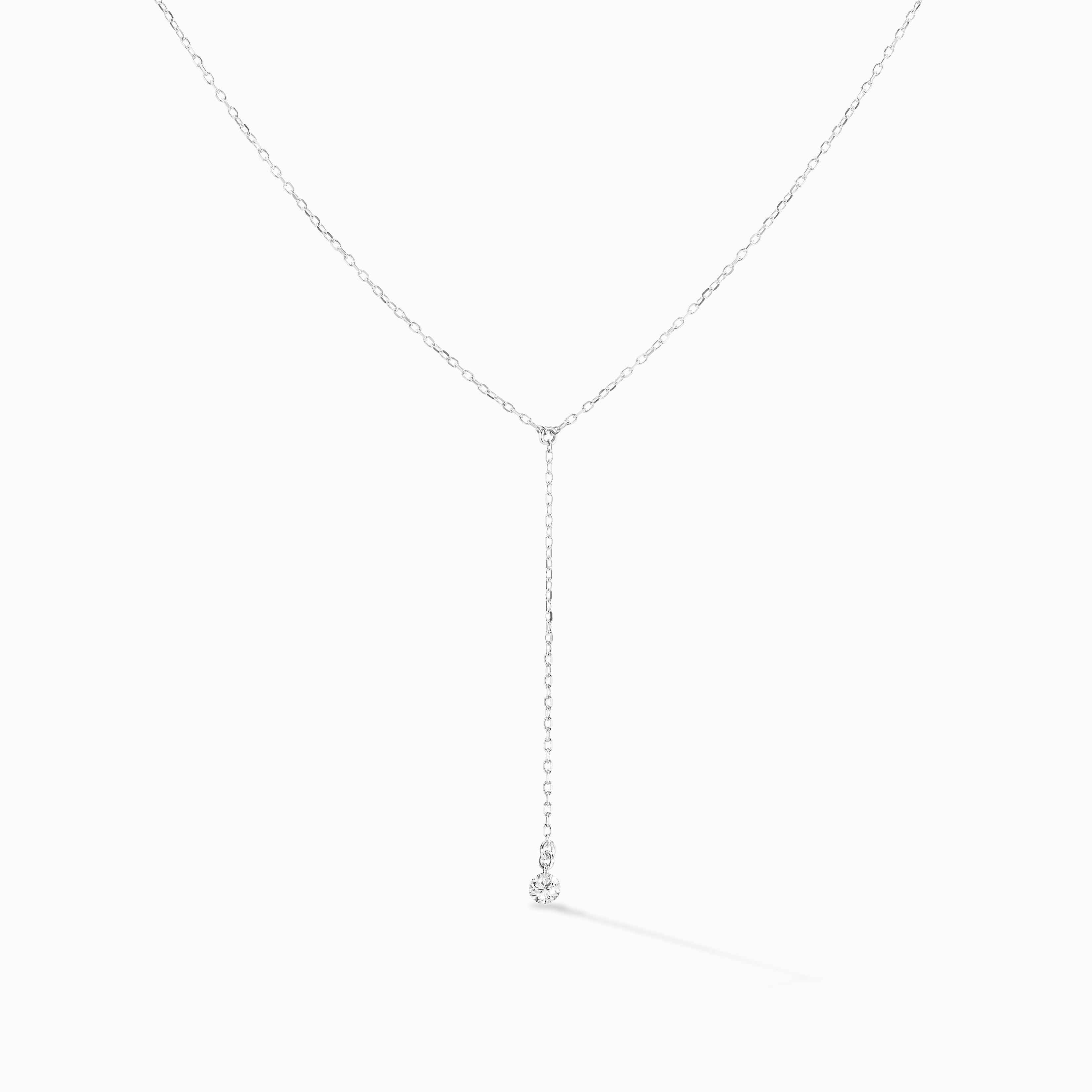 Pierced Diamond Drop Lariat Necklace