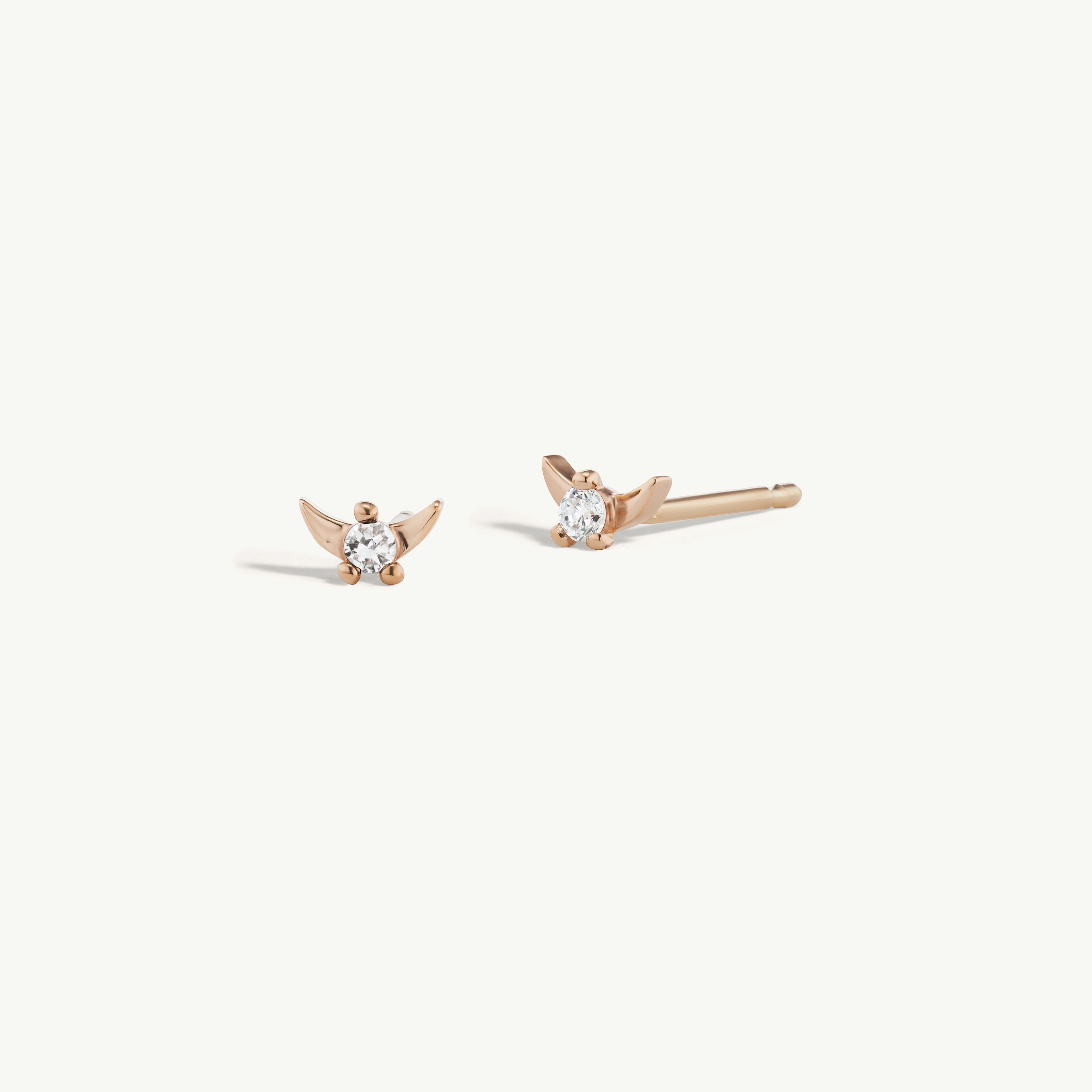 Diamond Crescent Moon Studs