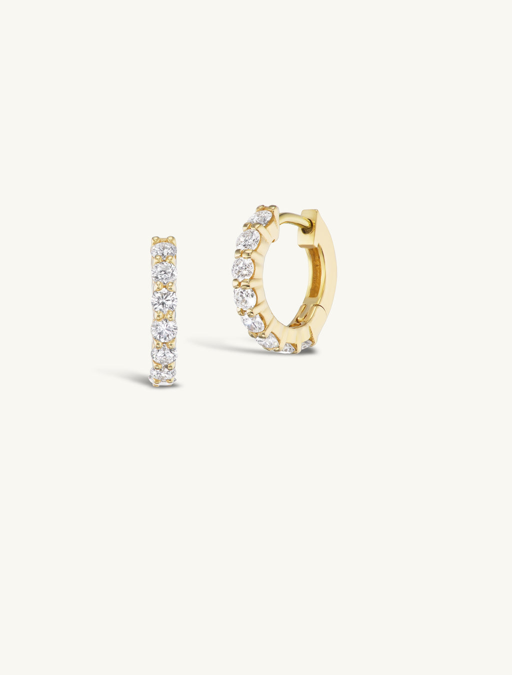Double Prong Small Diamond Hoops Stock