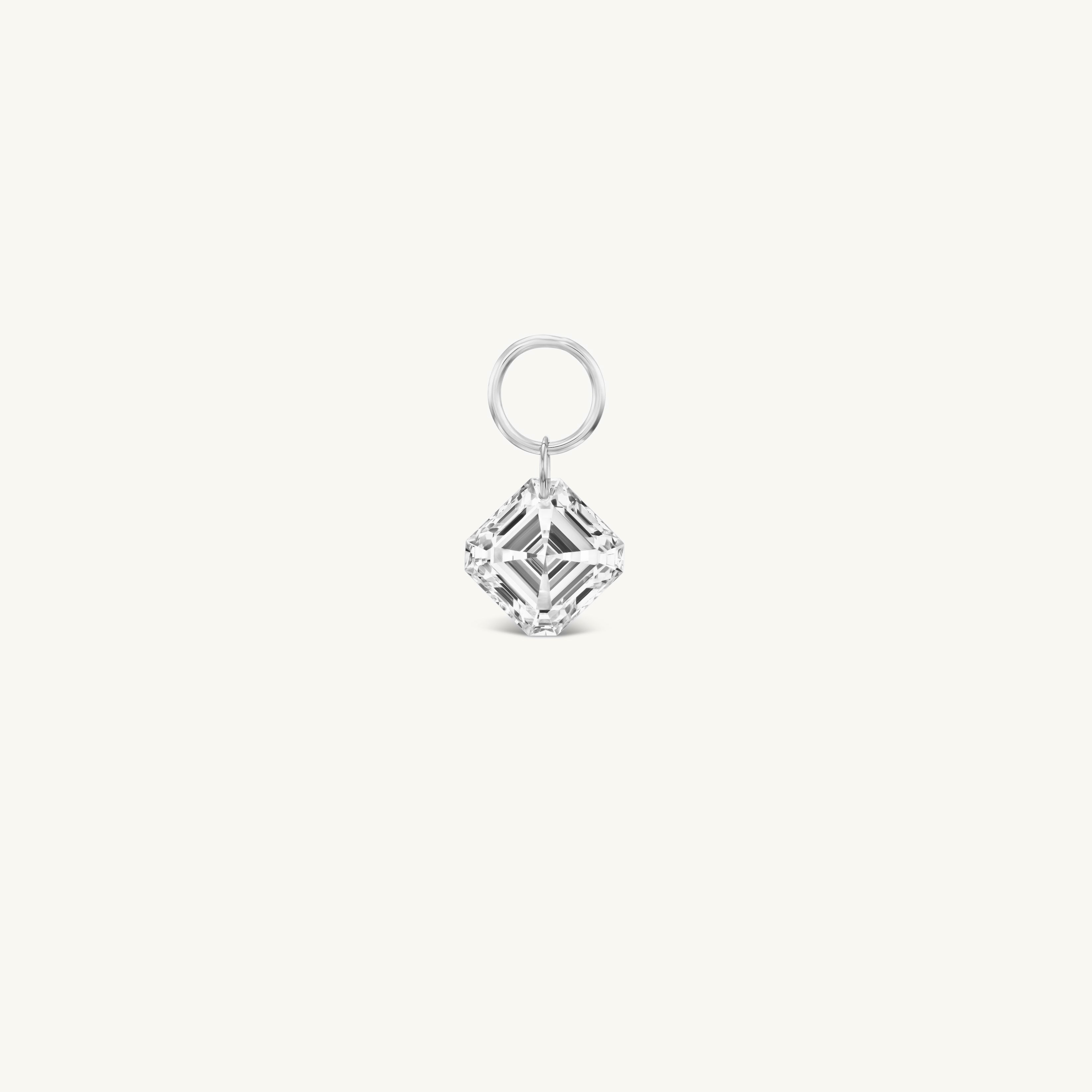 XL Asscher Pierced Diamond Charm for Huggies