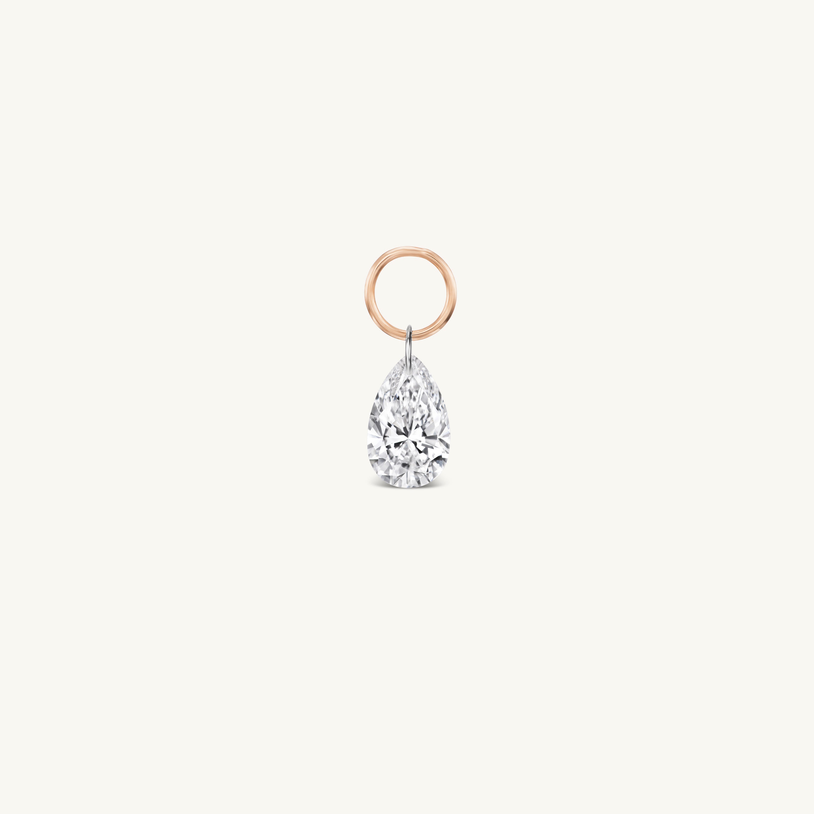 XL Pear Pierced Diamond Charm Pair + Free 8mm Gold Huggies