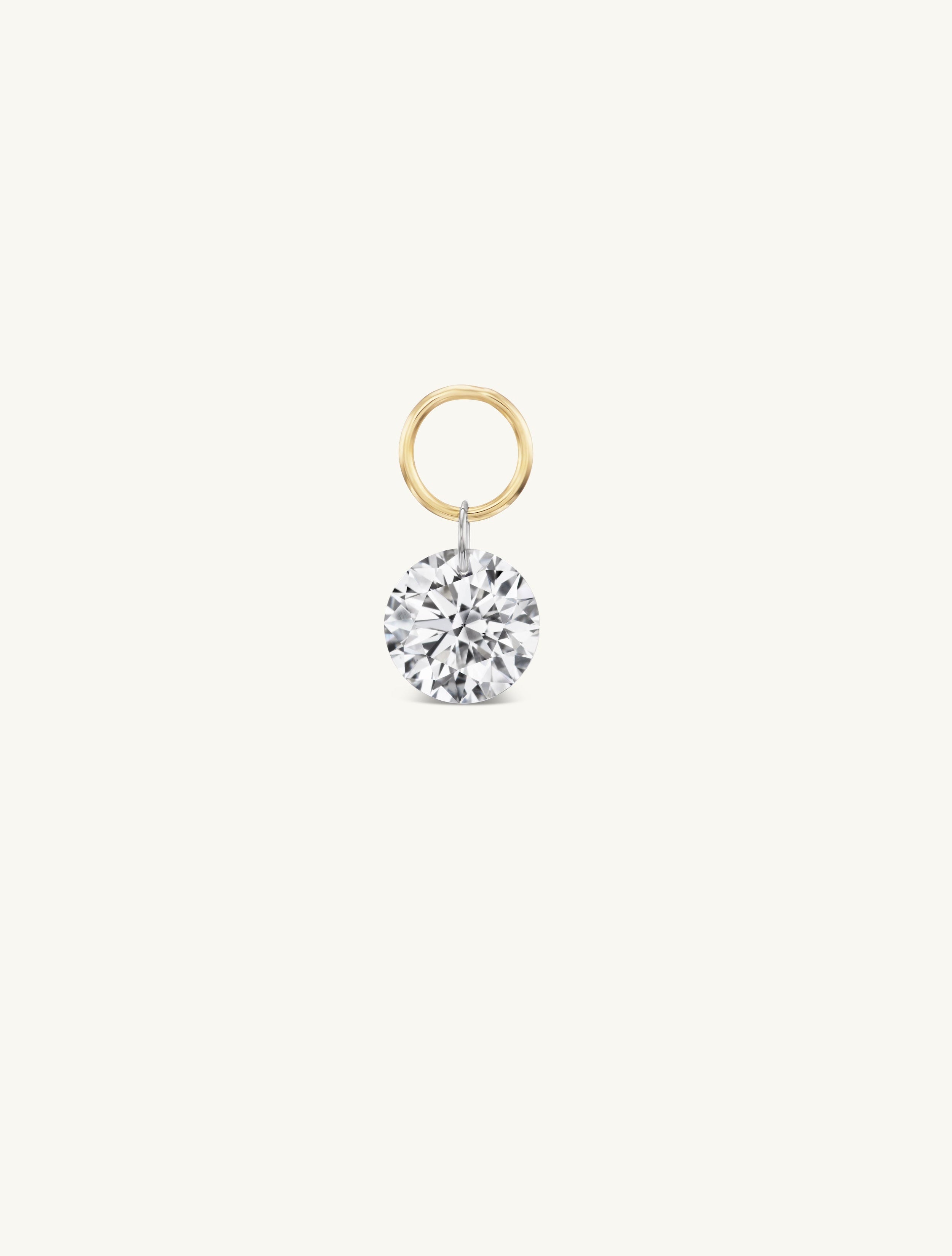 XL Round Pierced Diamond Charm Pair + Free 8mm Gold Huggies