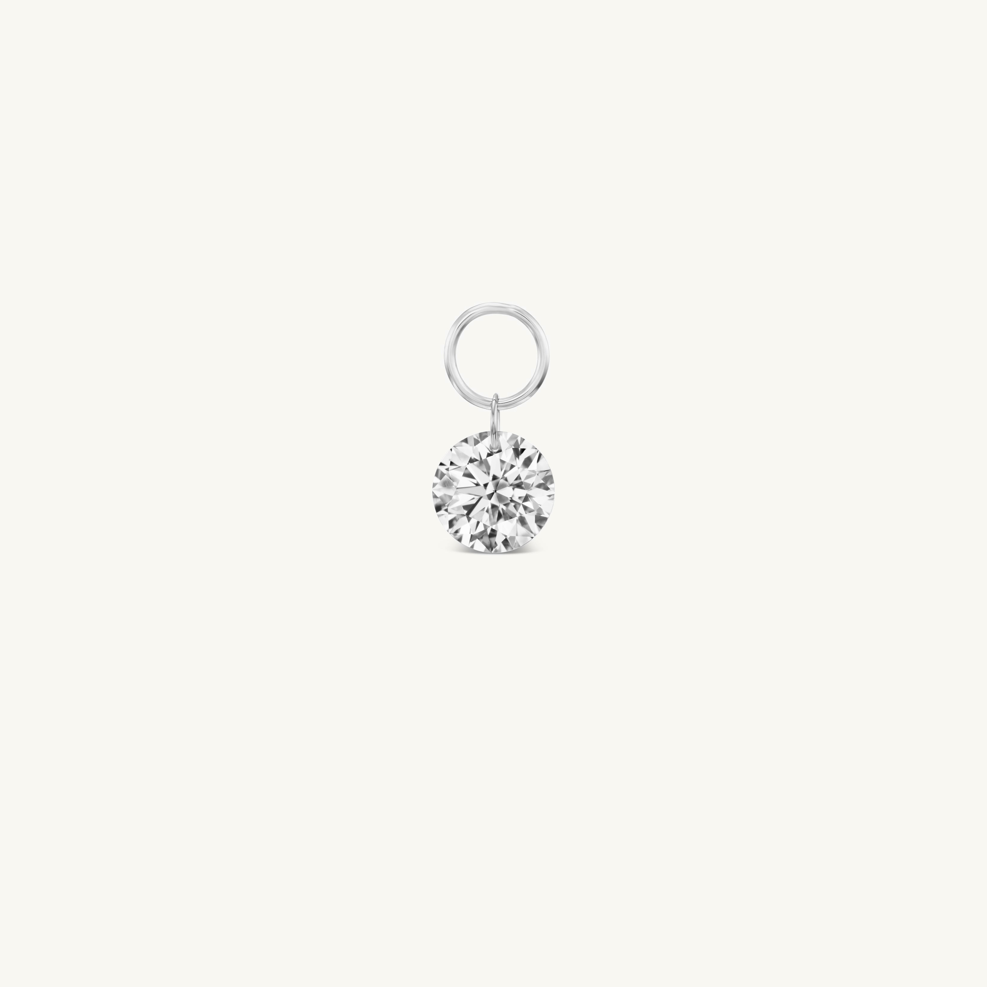 XL Round Pierced Diamond Charm Single + Free 8mm Gold Huggie