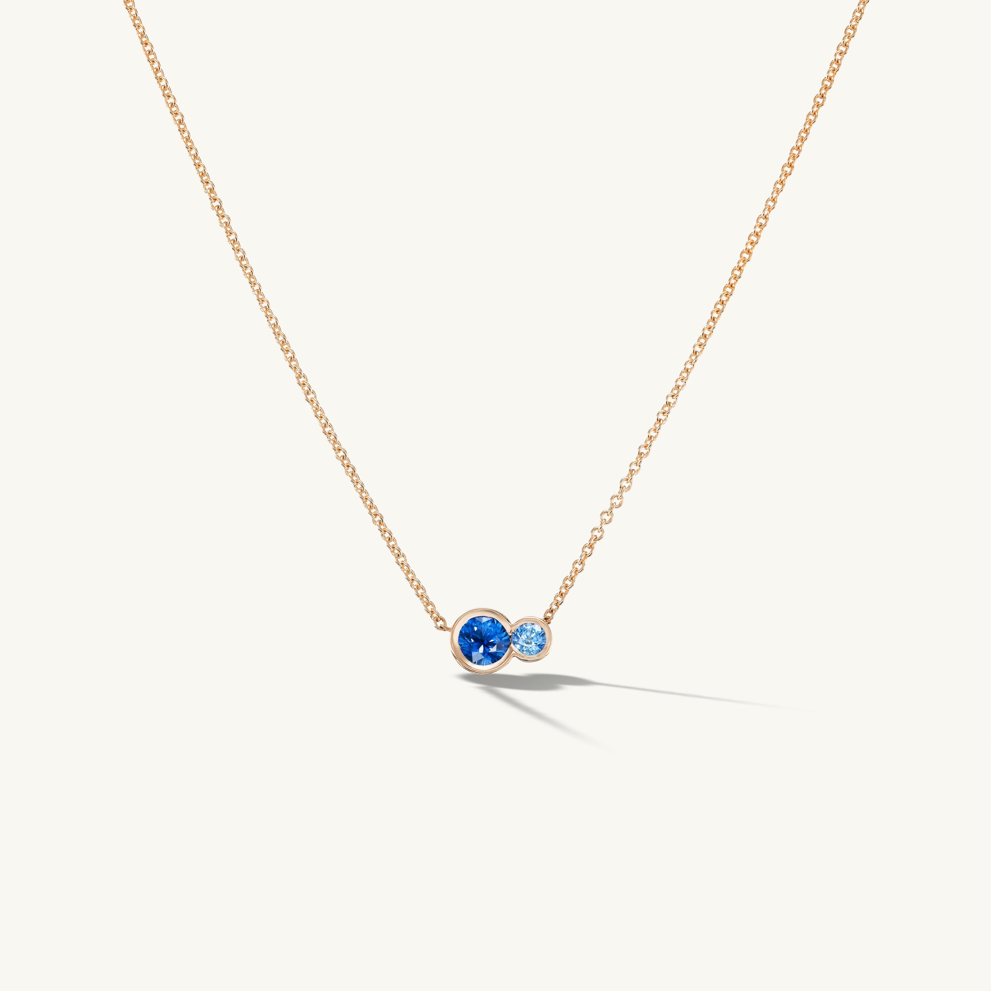 Blue Sapphire Duet Round Pendant