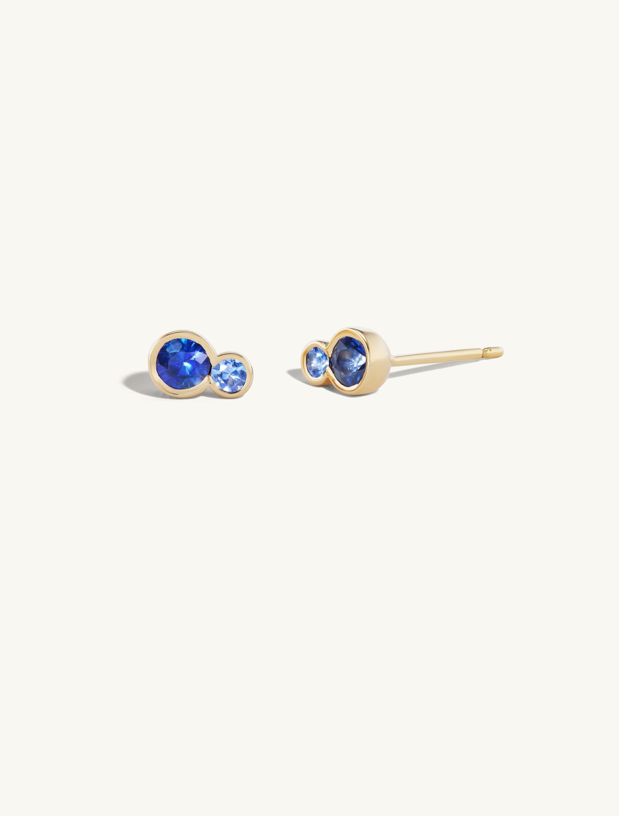 Blue Sapphire Duet Round Stud