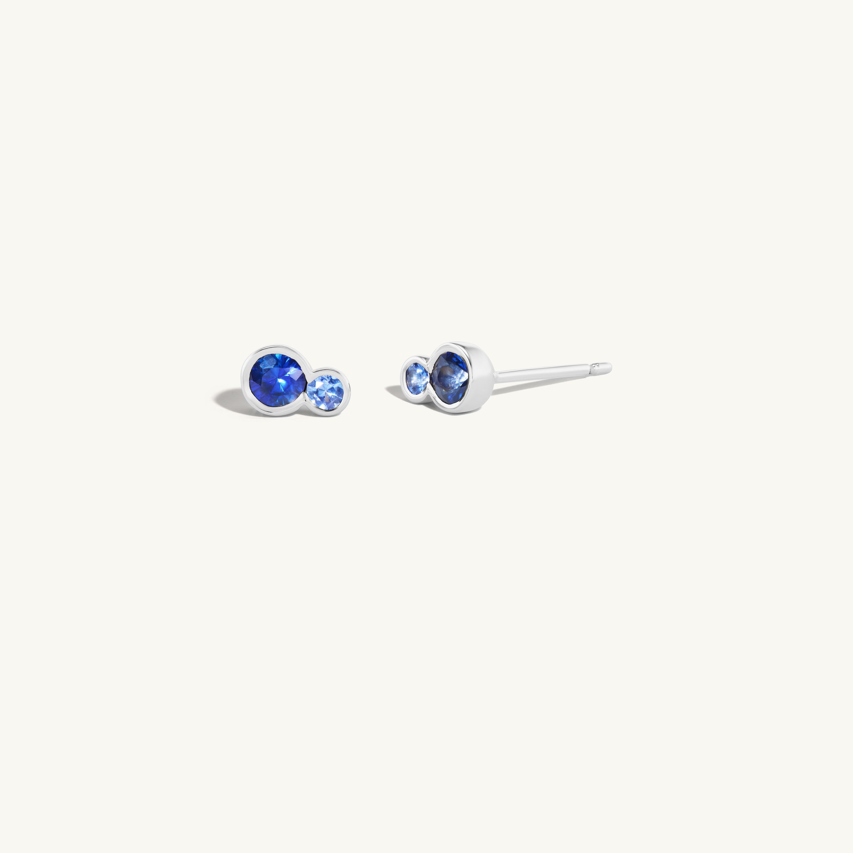 Blue Sapphire Duet Round Stud