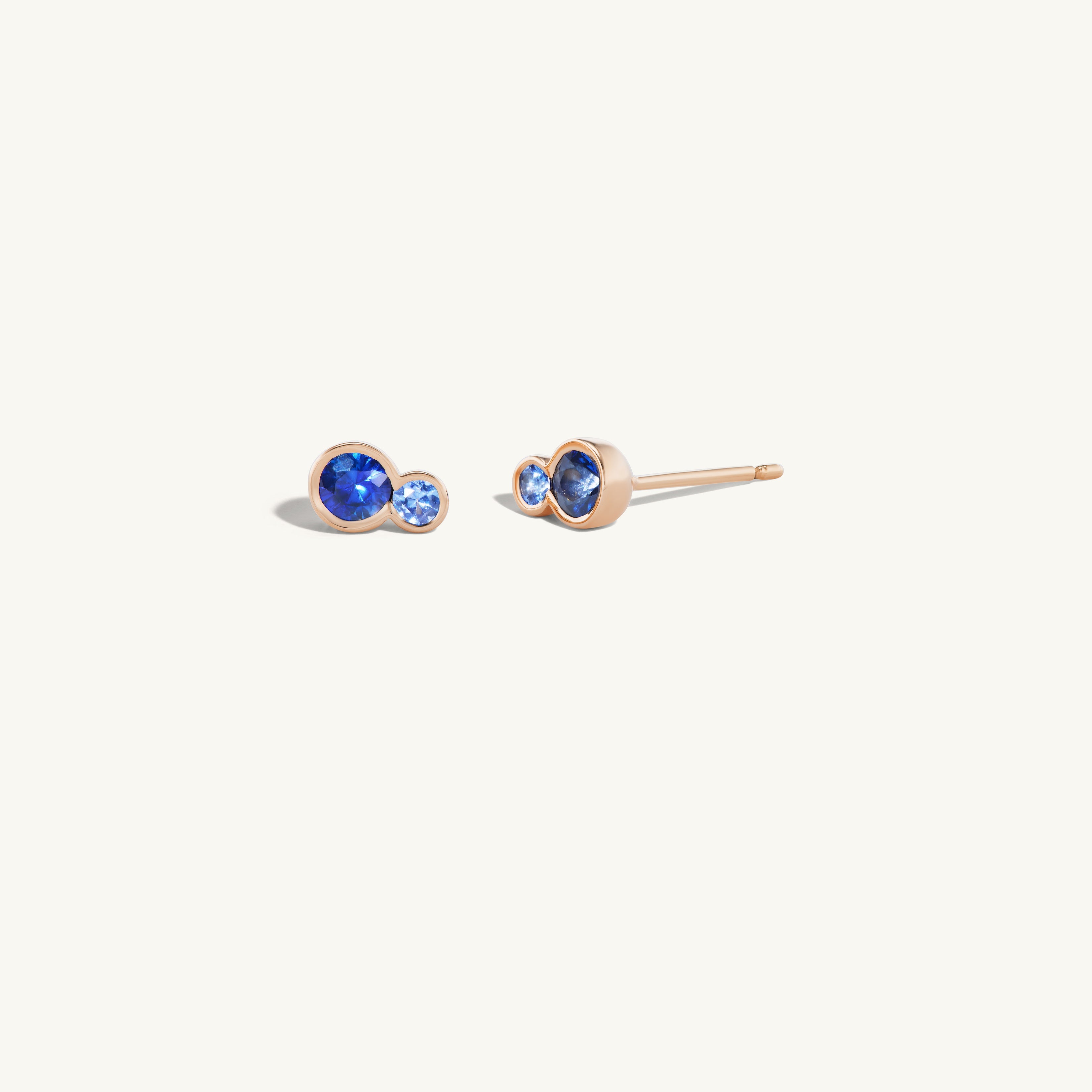 Blue Sapphire Duet Round Stud