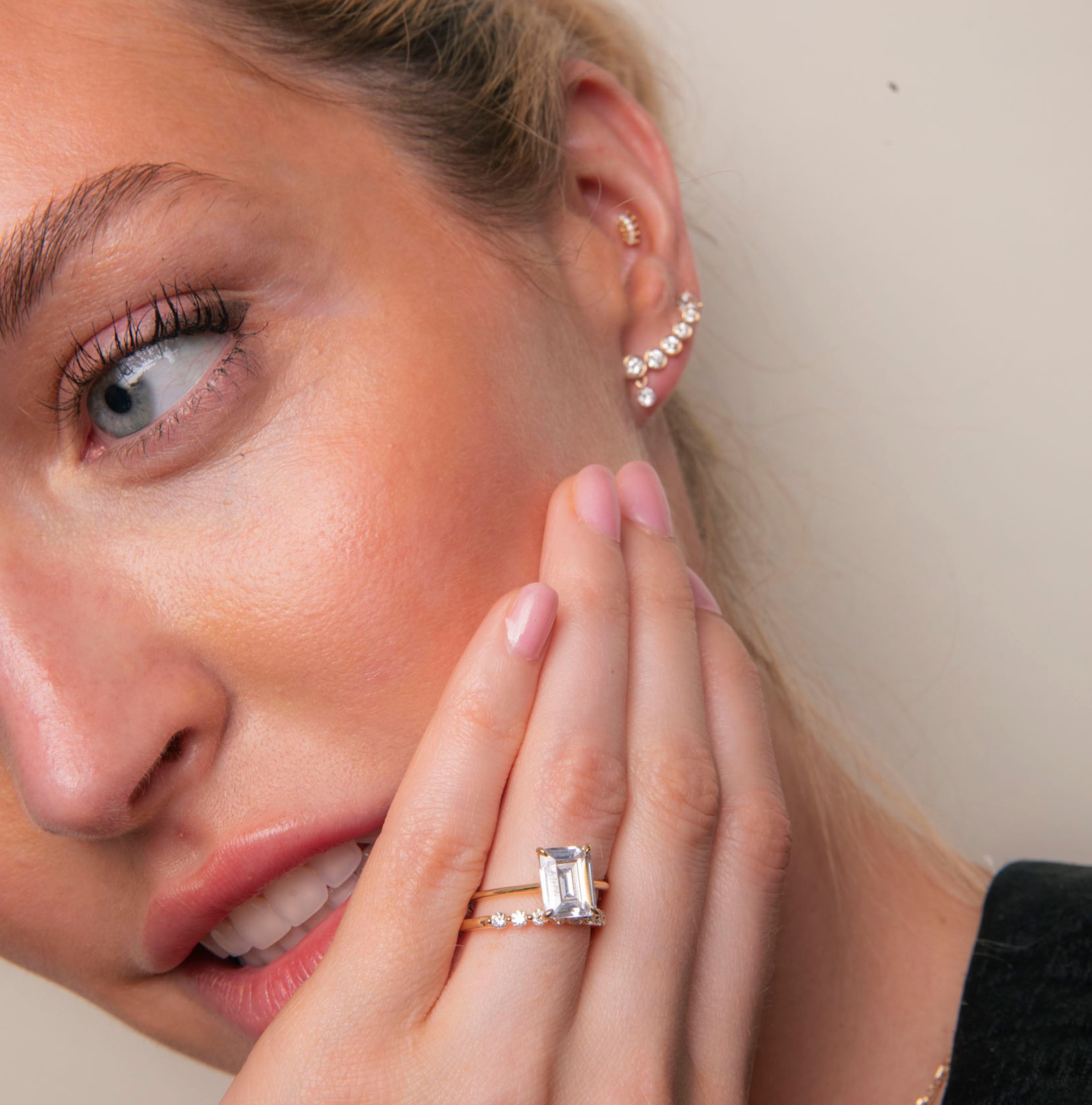 Floating Emerald Engagement Ring