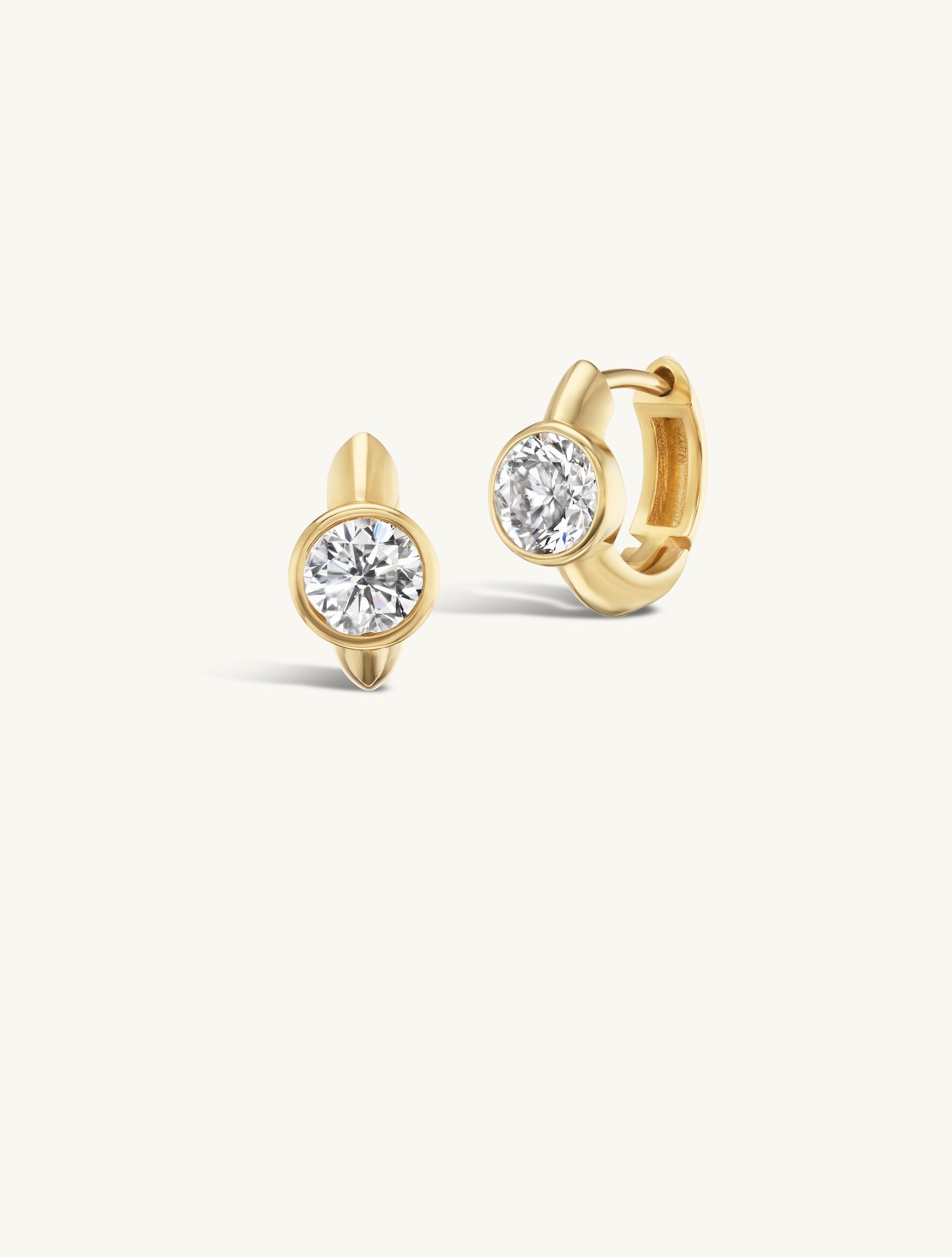 Gold Knife Edge Hoop with Diamond + Free Mini Diamond Charms