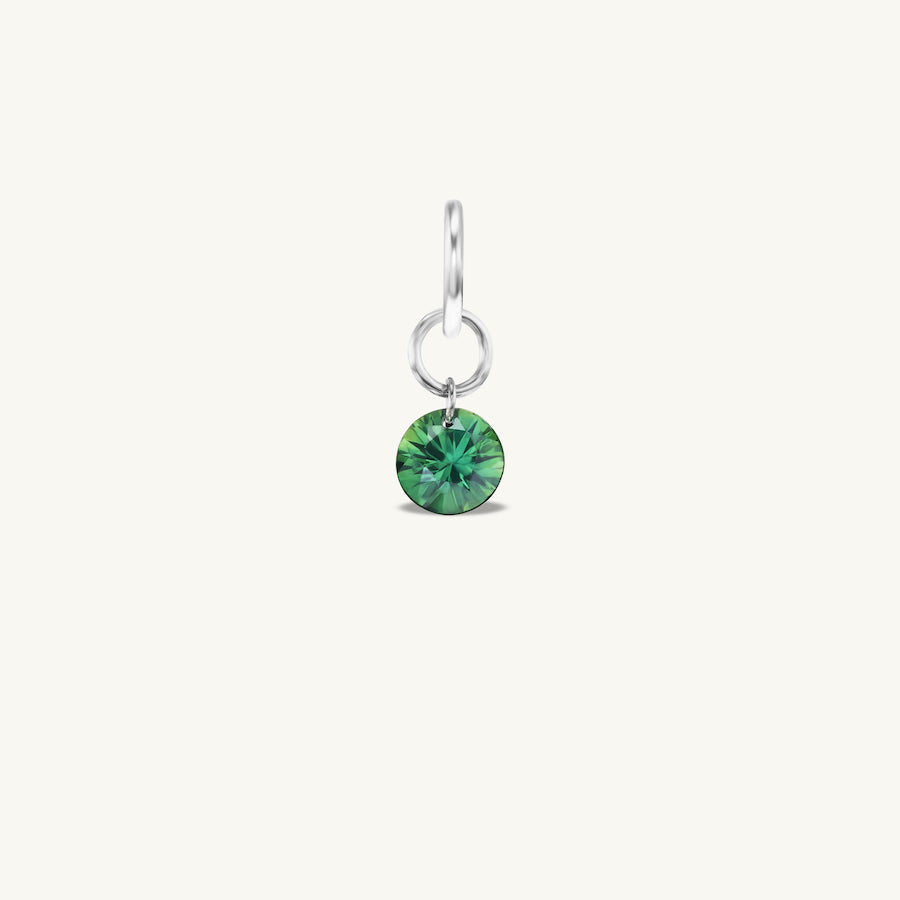 Small Round Pierced Green Sapphire Charm for Chains
