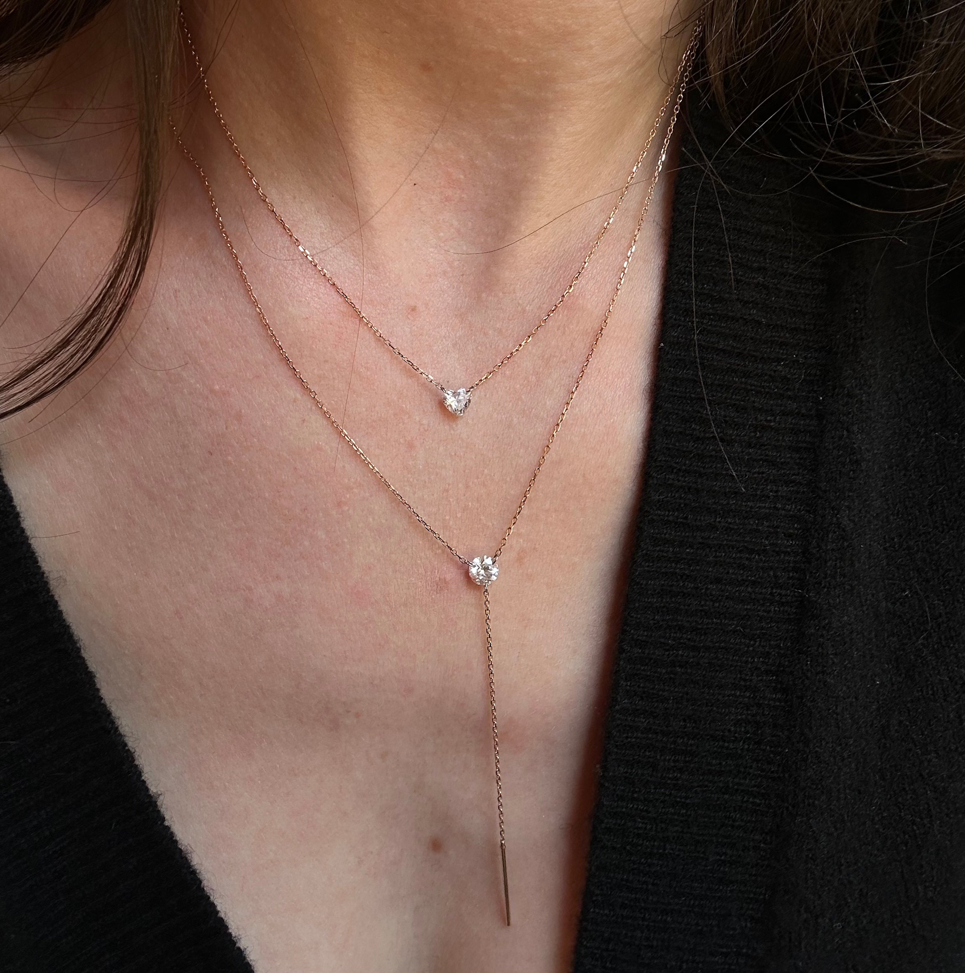 Pierced Solitaire Heart Necklace