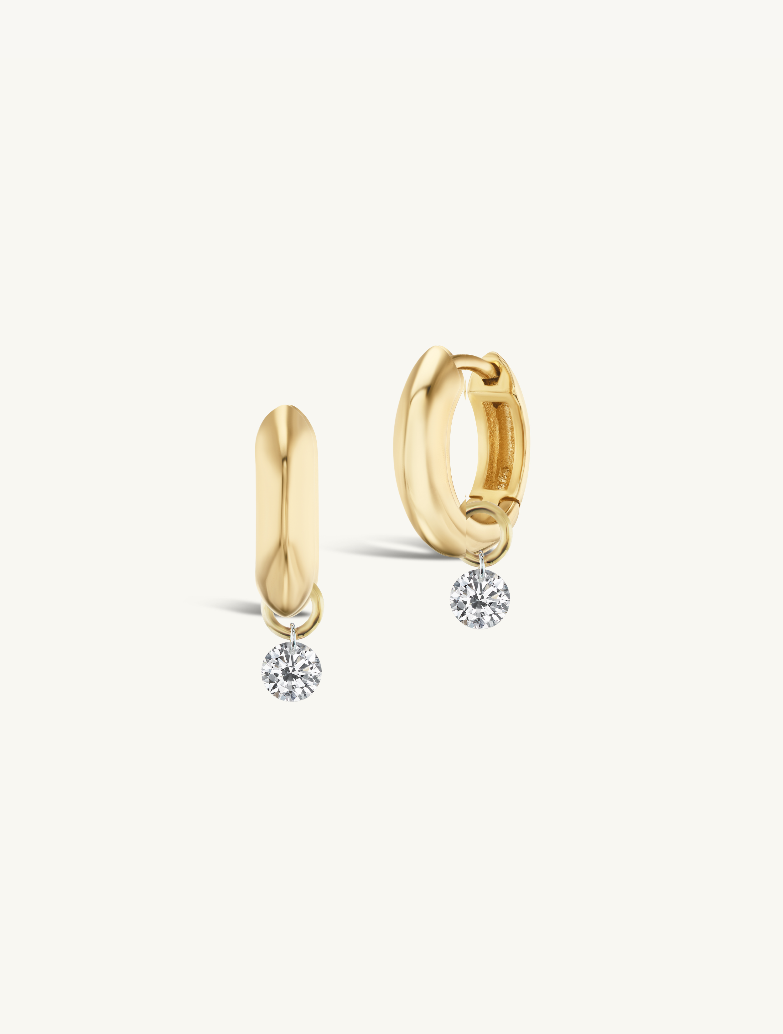 Gold Knife Edge Hoop + Free Mini Diamond Charms