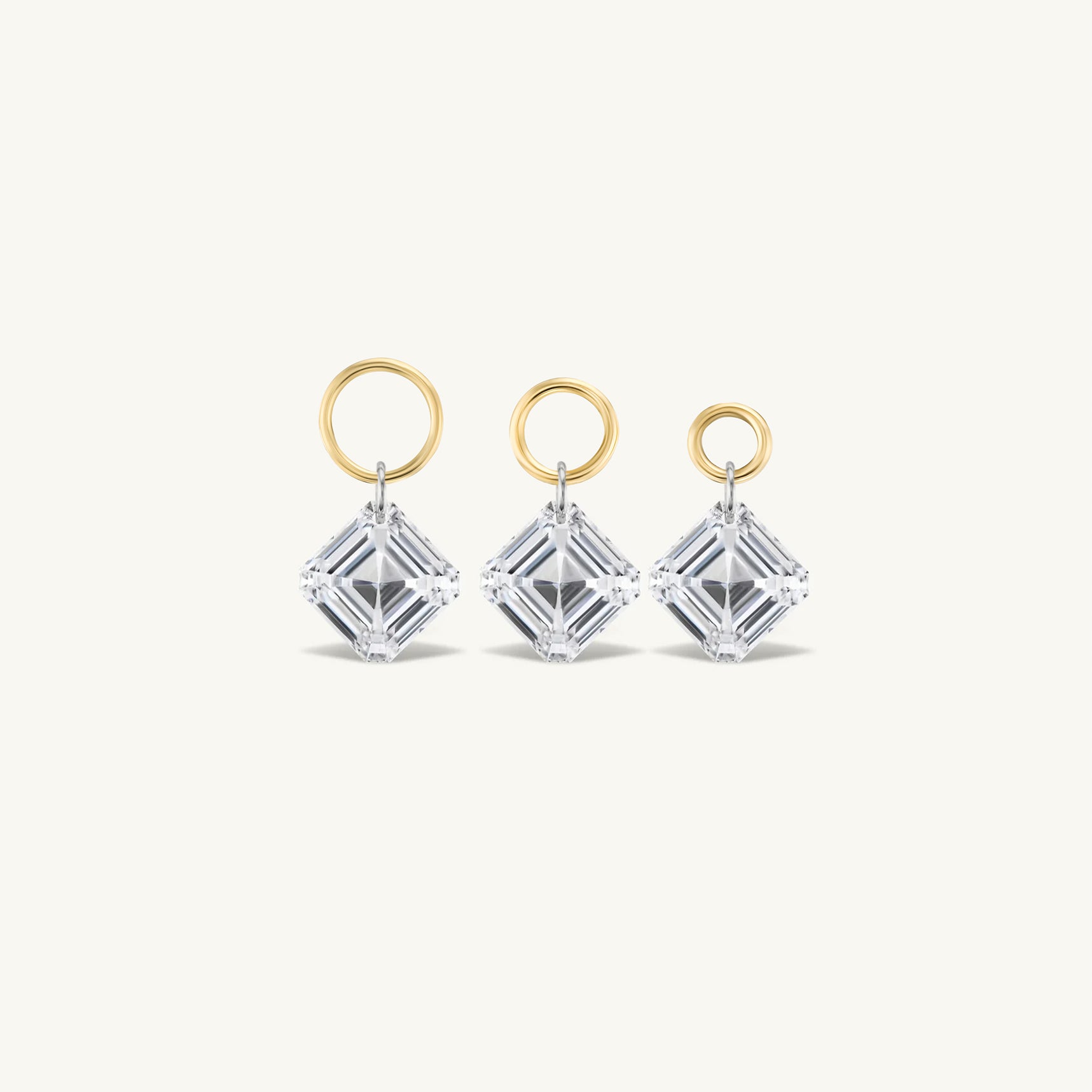 Large Asscher Pierced Diamond Charm for Huggies