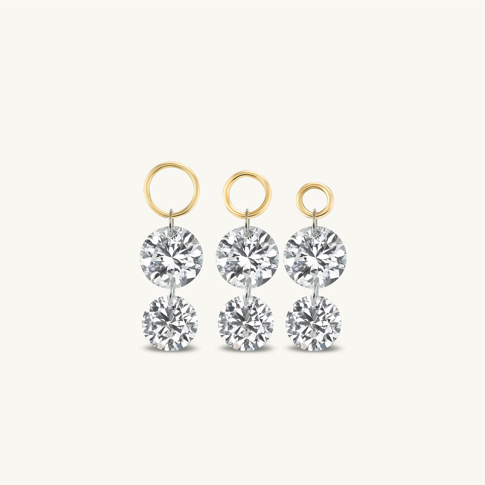 Large Double Pierced Diamond Charm for Huggies